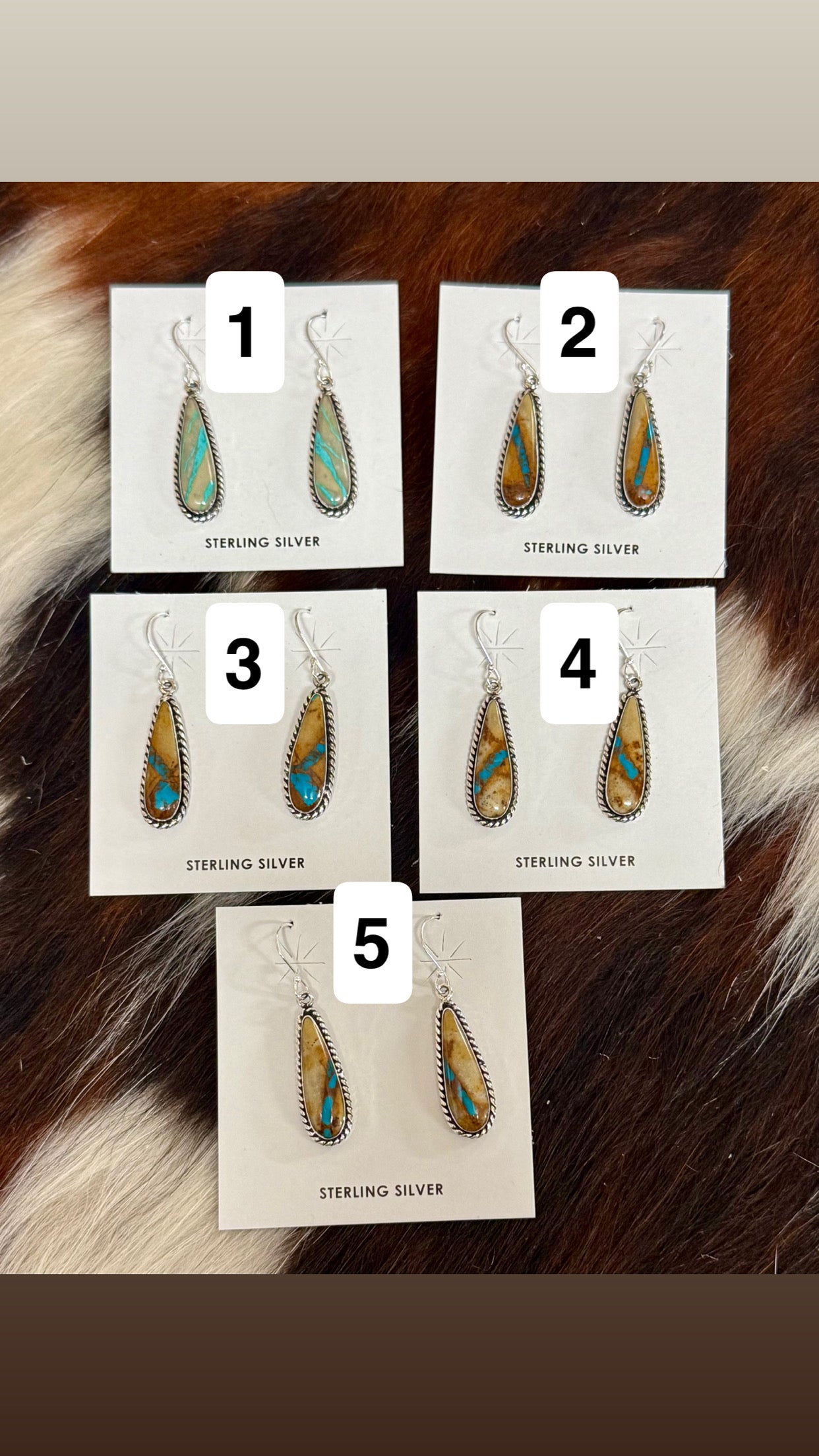 Navajo Made Ribbon Royston Turquoise & Sterling Silver Dangle Earrings