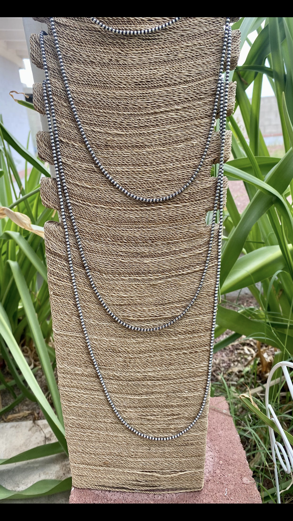 Navajo Sterling Silver 3 mm 30 inch Pearl Necklace