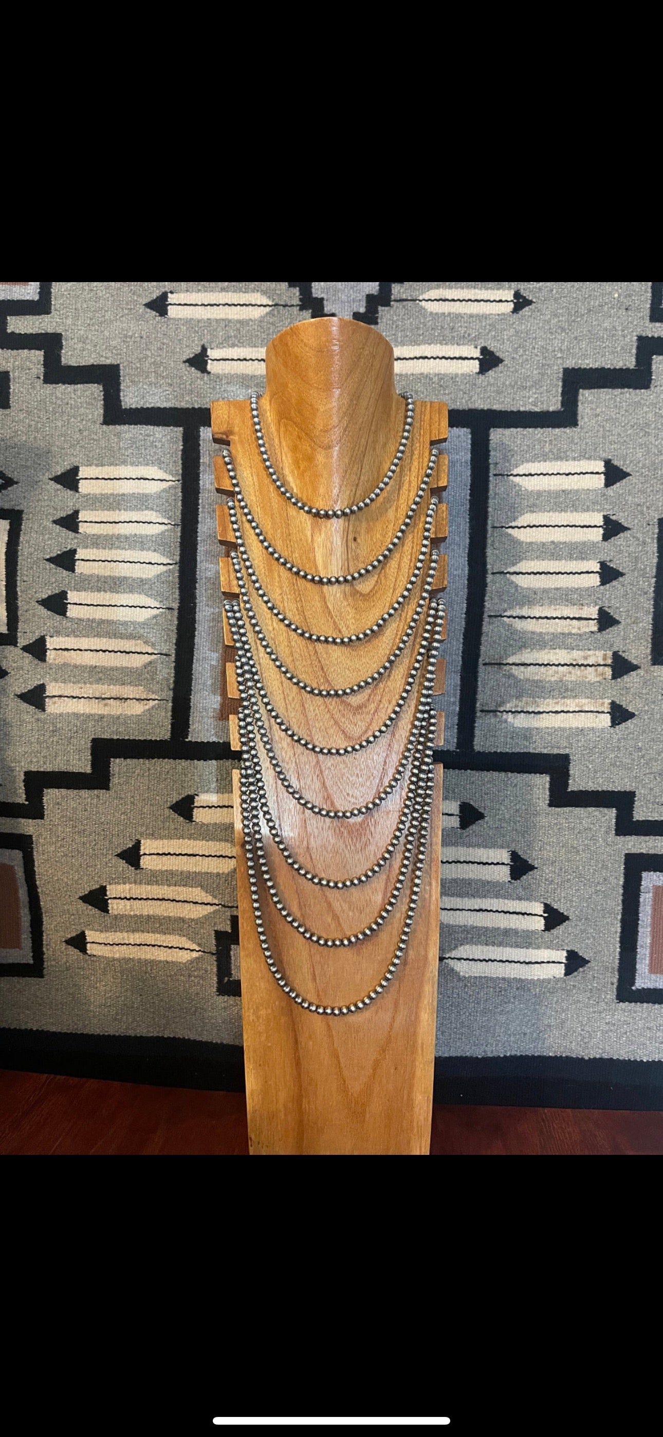 Navajo Sterling Silver 6 mm 22 inch Pearl Necklace