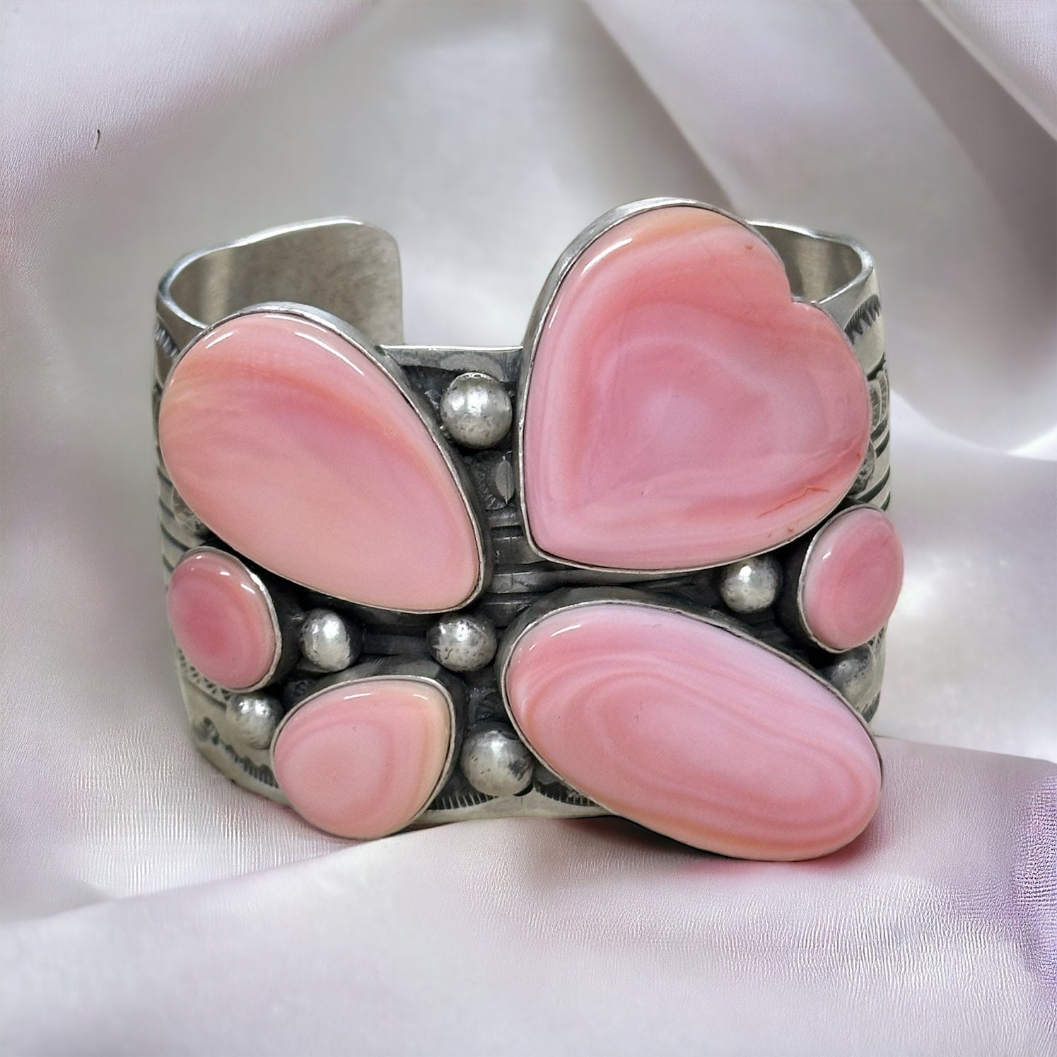 LeRoy James Pink Conch & Sterling Silver Cuff Bracelet