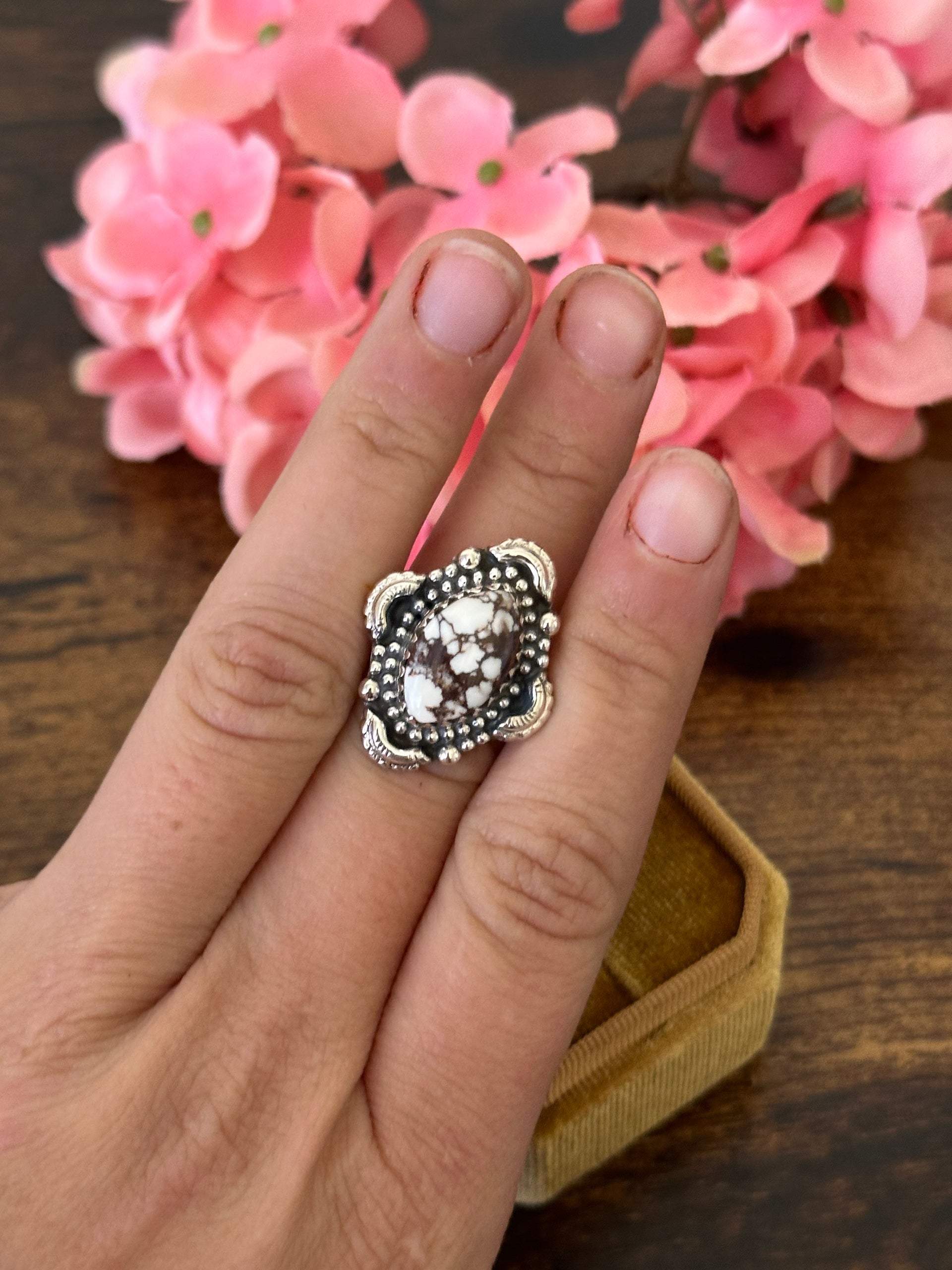 Southwest Handmade Wild Horse & Sterling Silver Ring Size 6.5