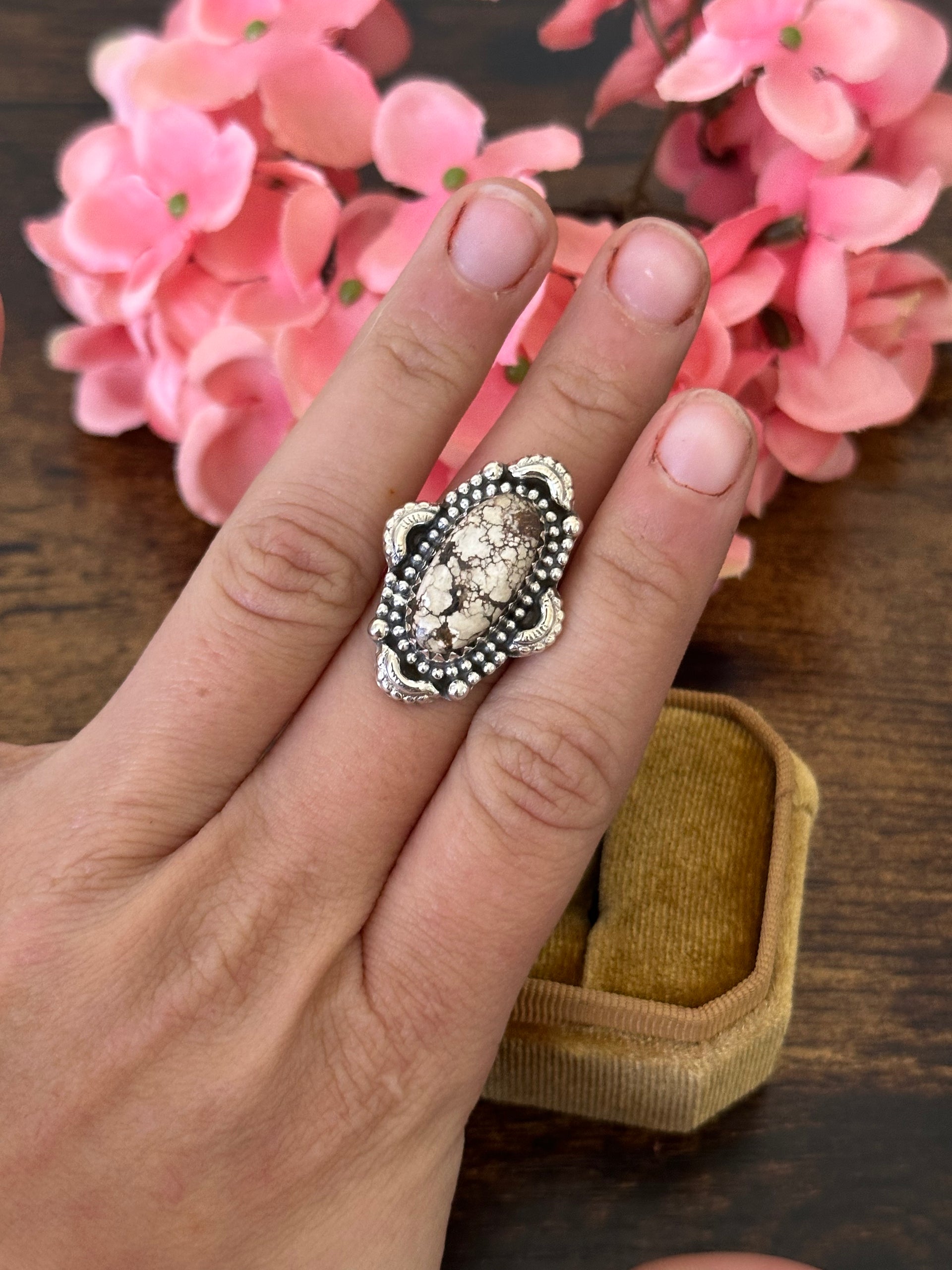 Southwest Handmade Wild Horse & Sterling Silver Ring Size 8