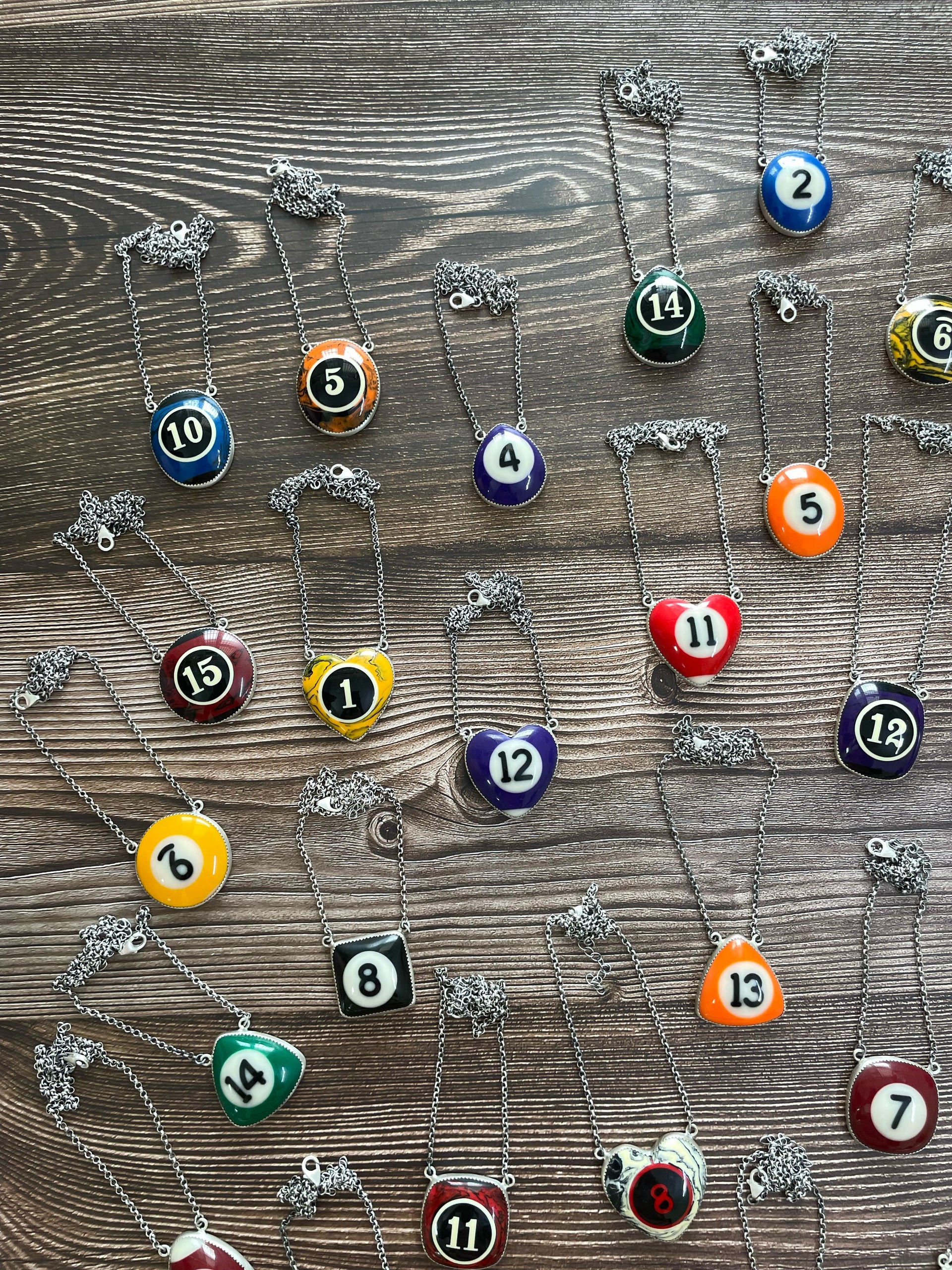 Southwest Made Pool Ball Sterling Silver Necklaces