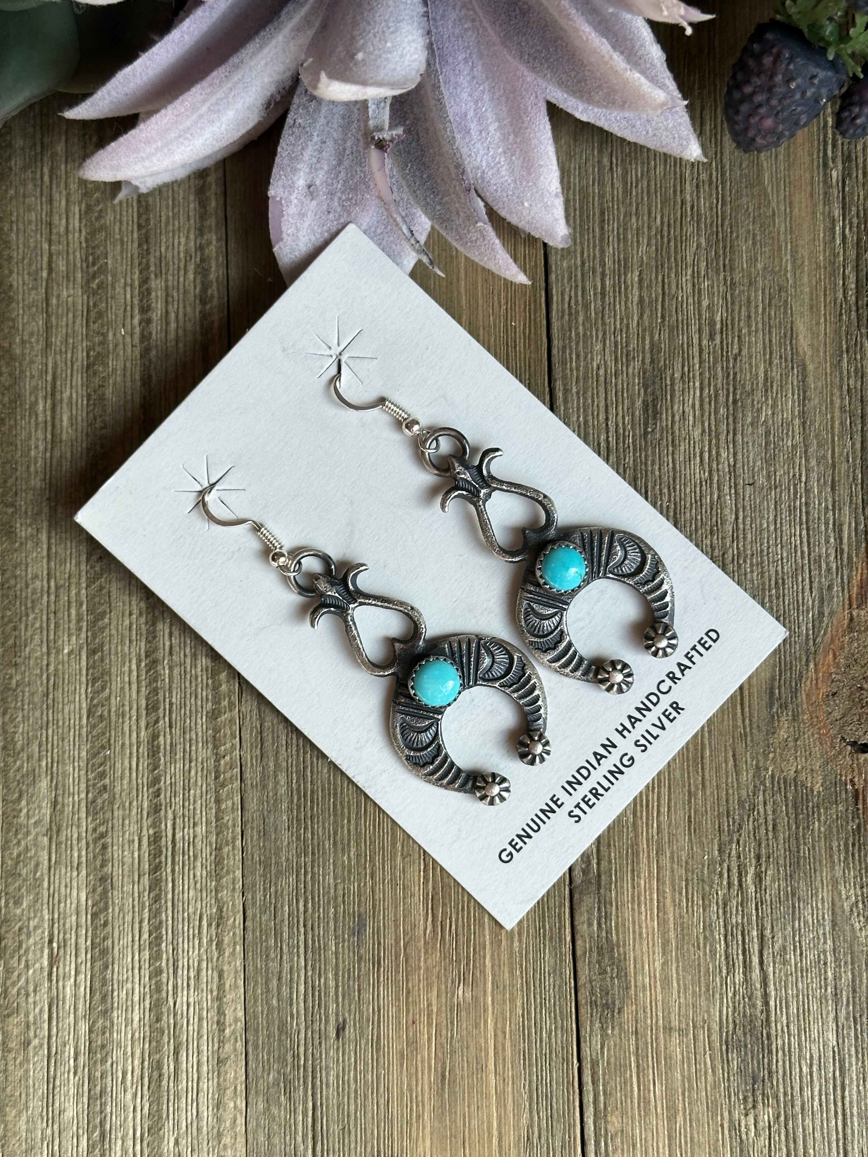 Kevin Billah Kingman Turquoise & Sterling Silver Dangle Earrings