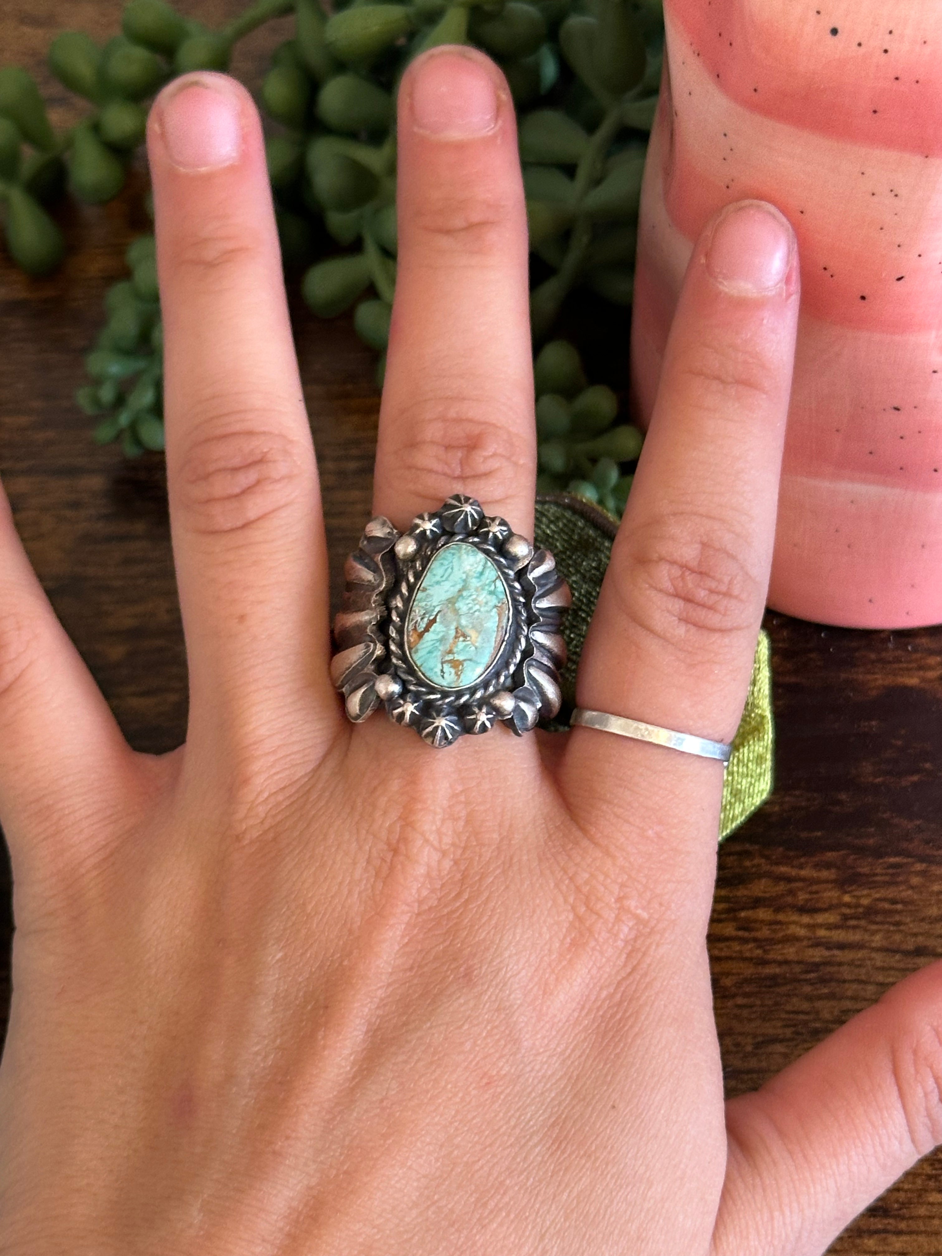 Shawn Cayatineto Royston Turquoise & Sterling Silver Ring Size 8.25