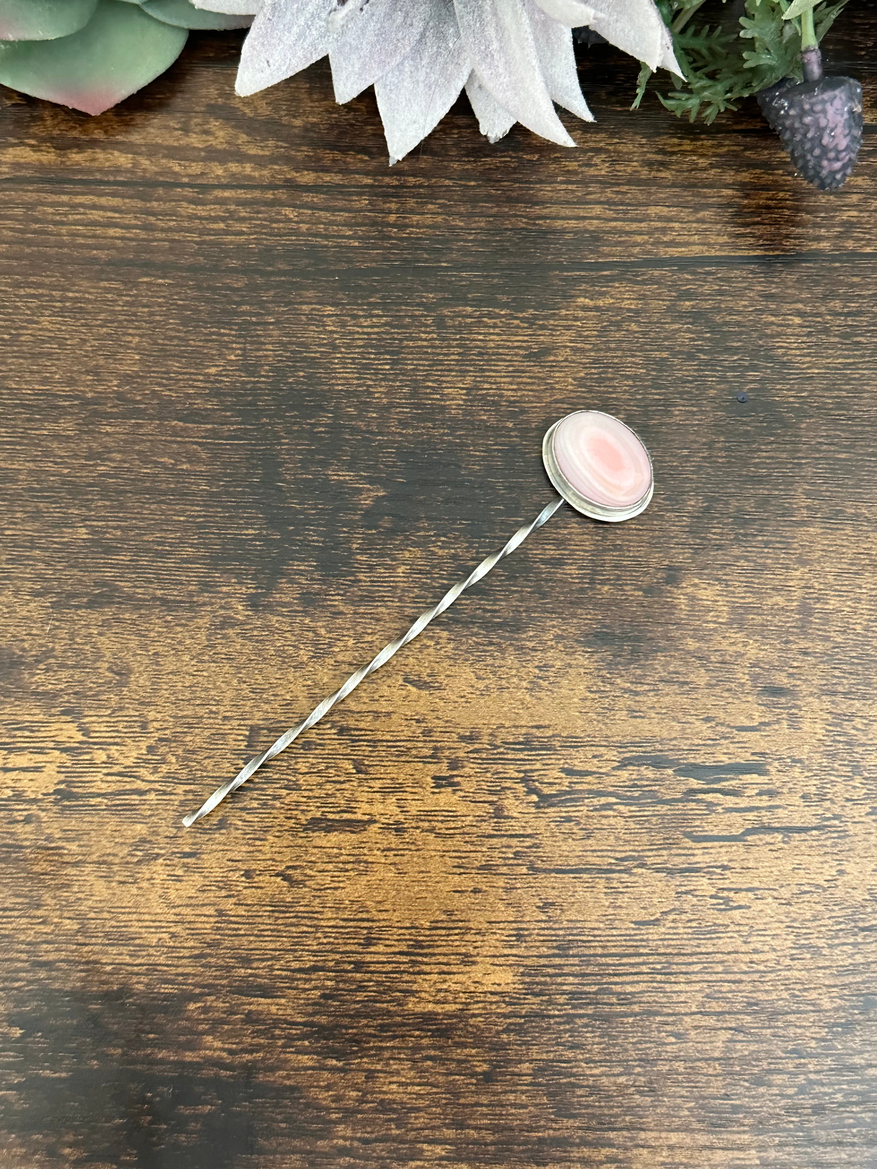 Sam Nez Pink Conch & Sterling Silver Hair Pin