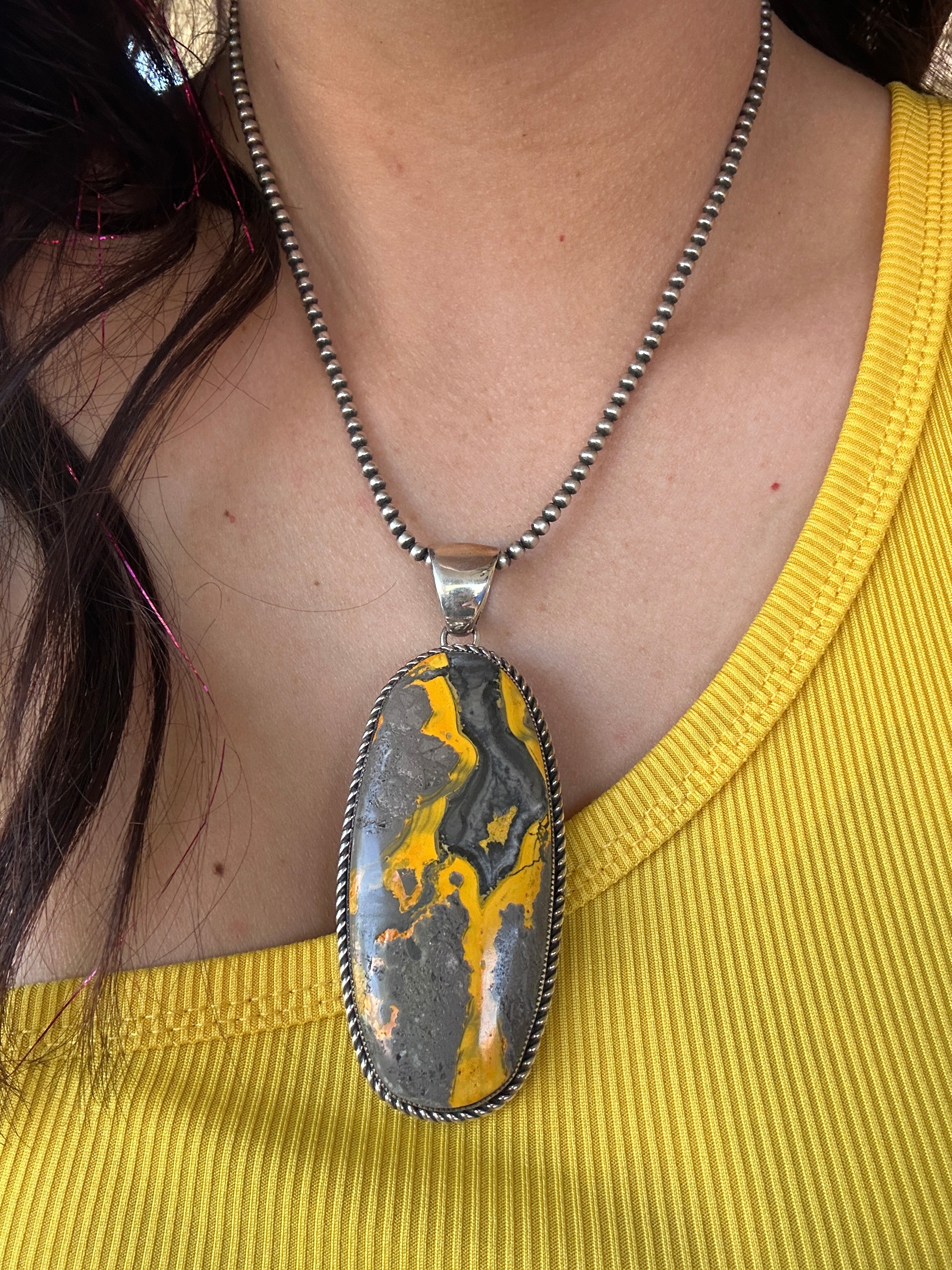 Larry Kaye Bumblebee Jasper & Sterling Silver Pendant