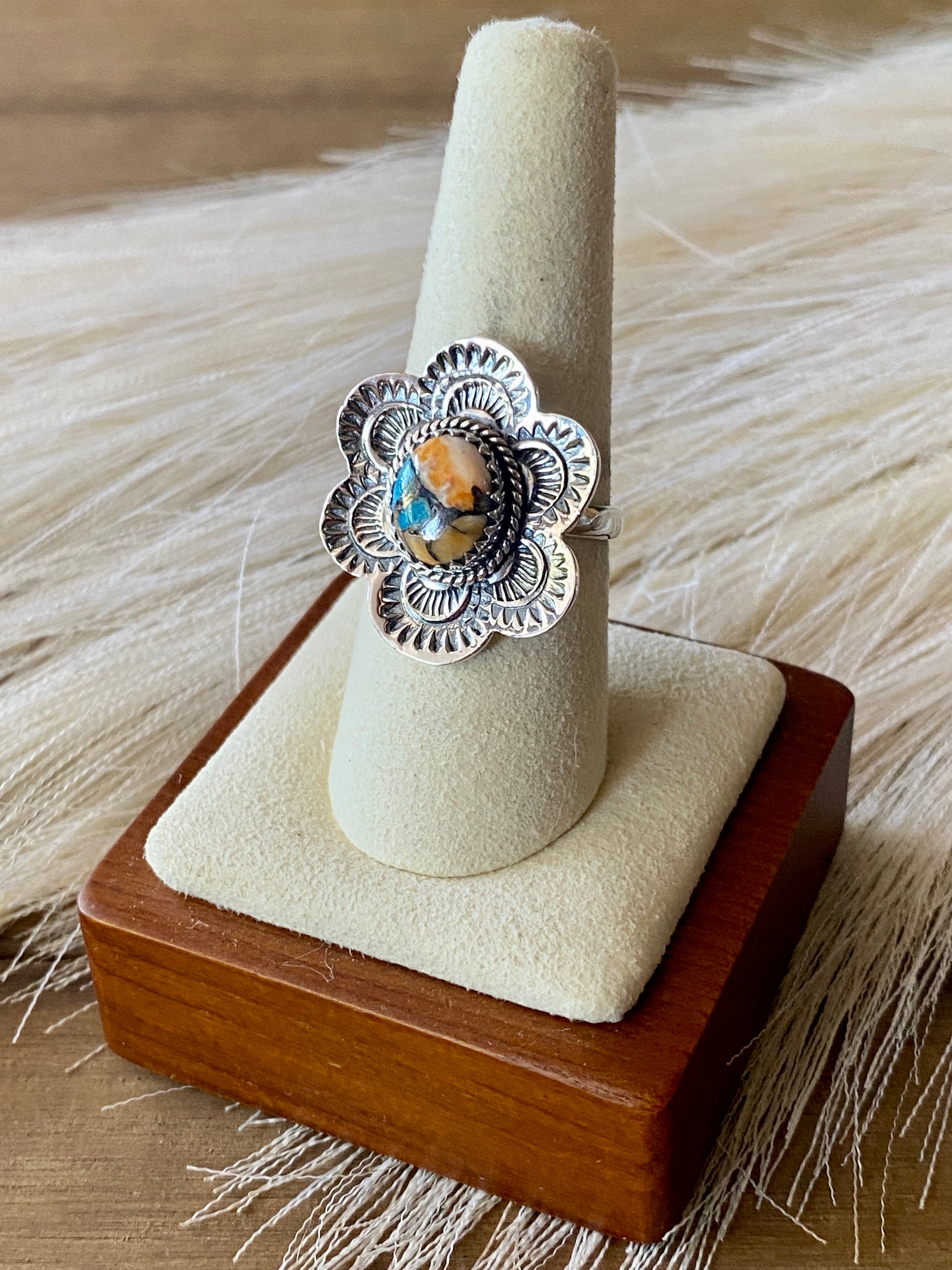 #8 Southwest Handmade Mohave Turquoise & Sterling Silver Ring Size 9.5