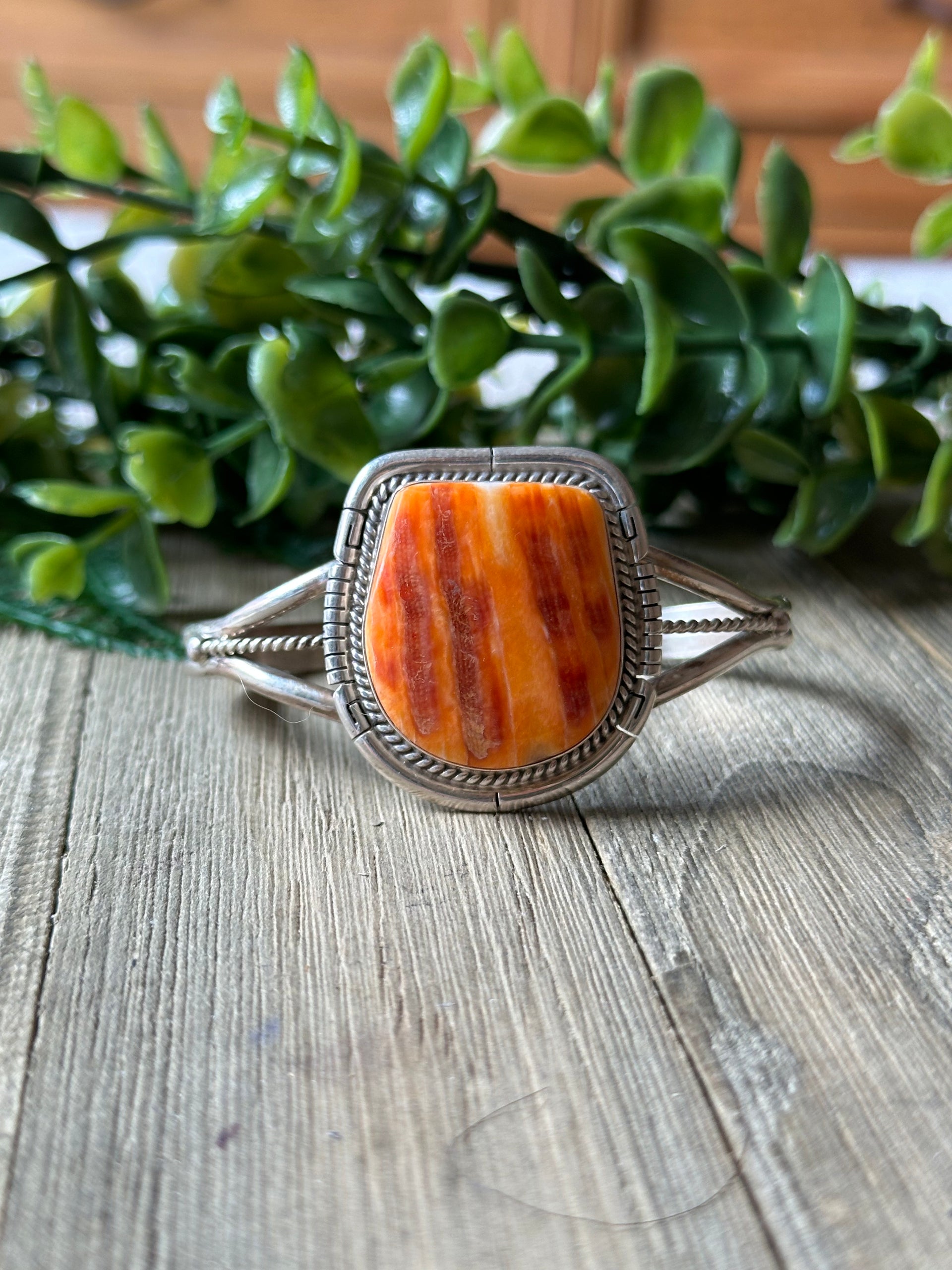 Dave Skeets Spiny Oyster & Sterling Silver Cuff Bracelet