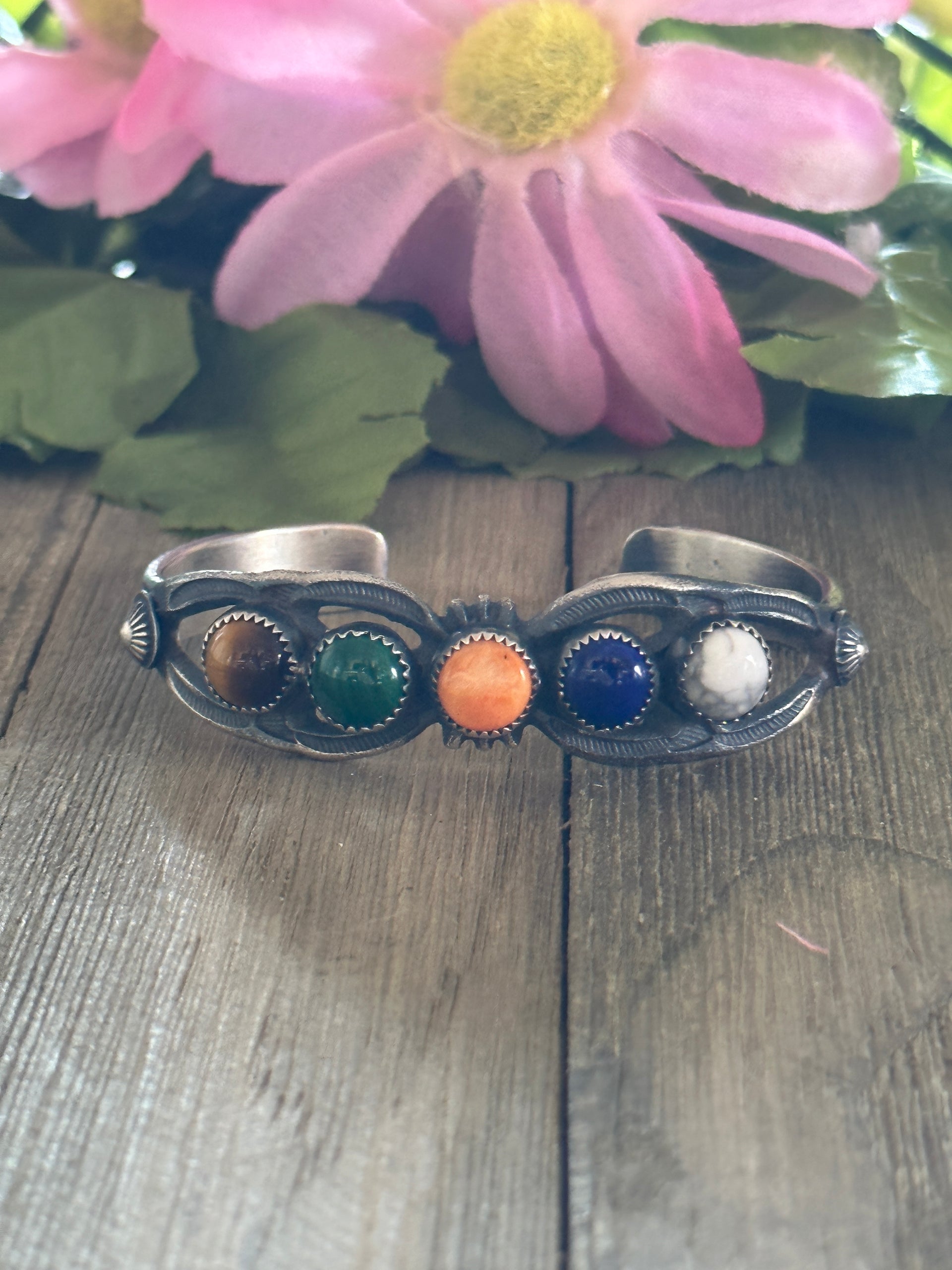 Kevin Billah Multi Stone & Sterling Silver Cuff Bracelet