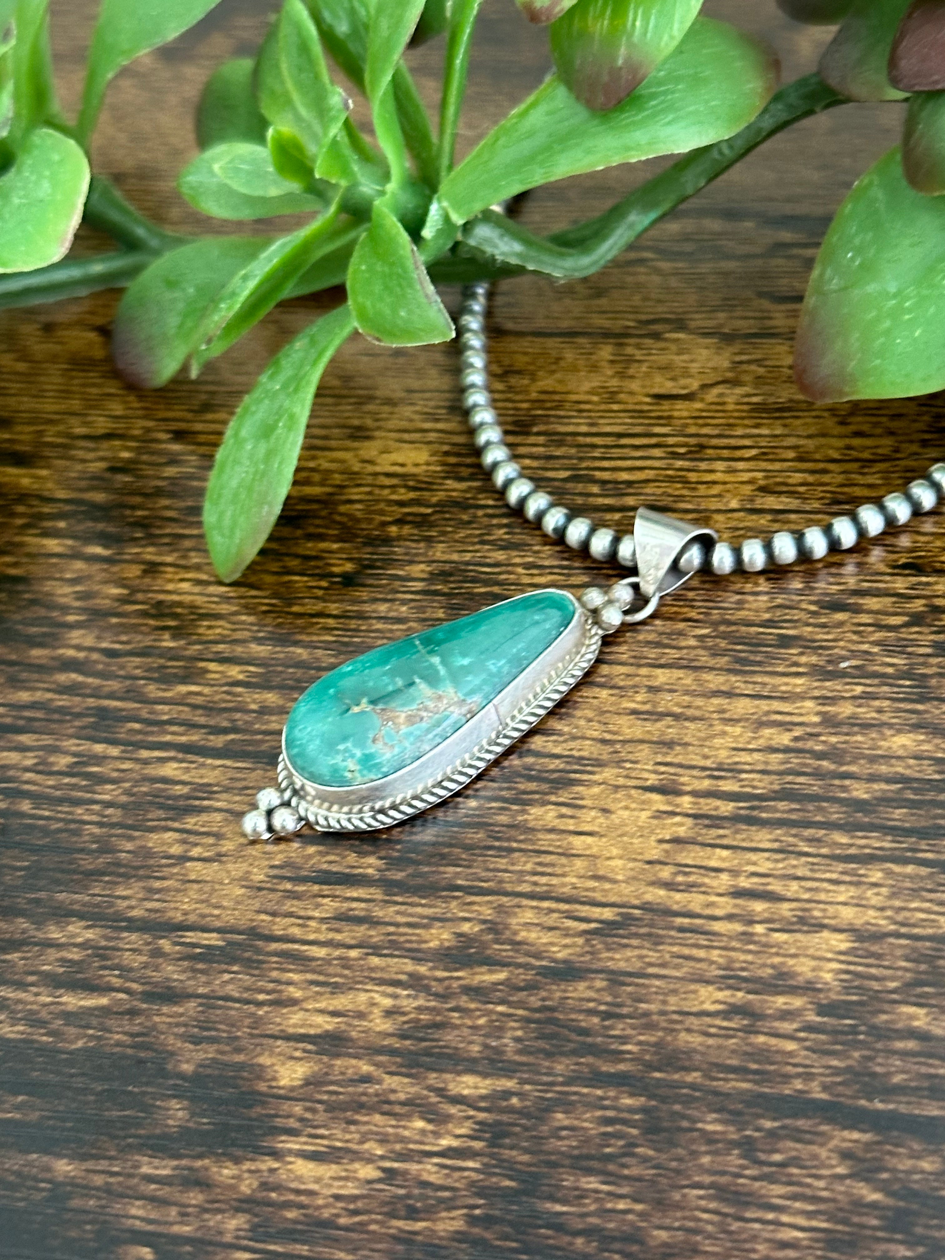 Freda Martinez Kingman Turquoise & Sterling Silver Pendant