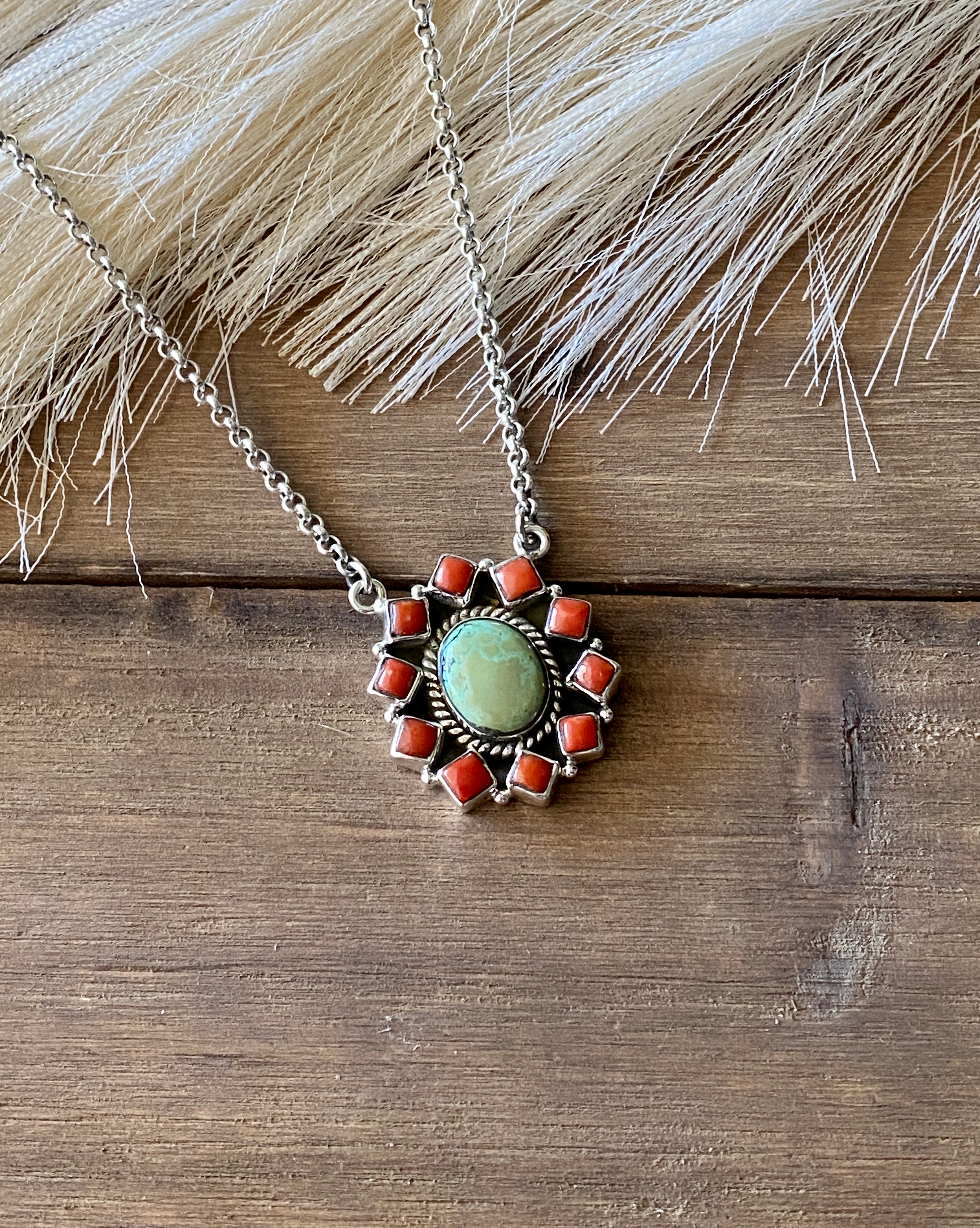 Southwest Handmade Multi Stone & Sterling Silver Cluster Necklace