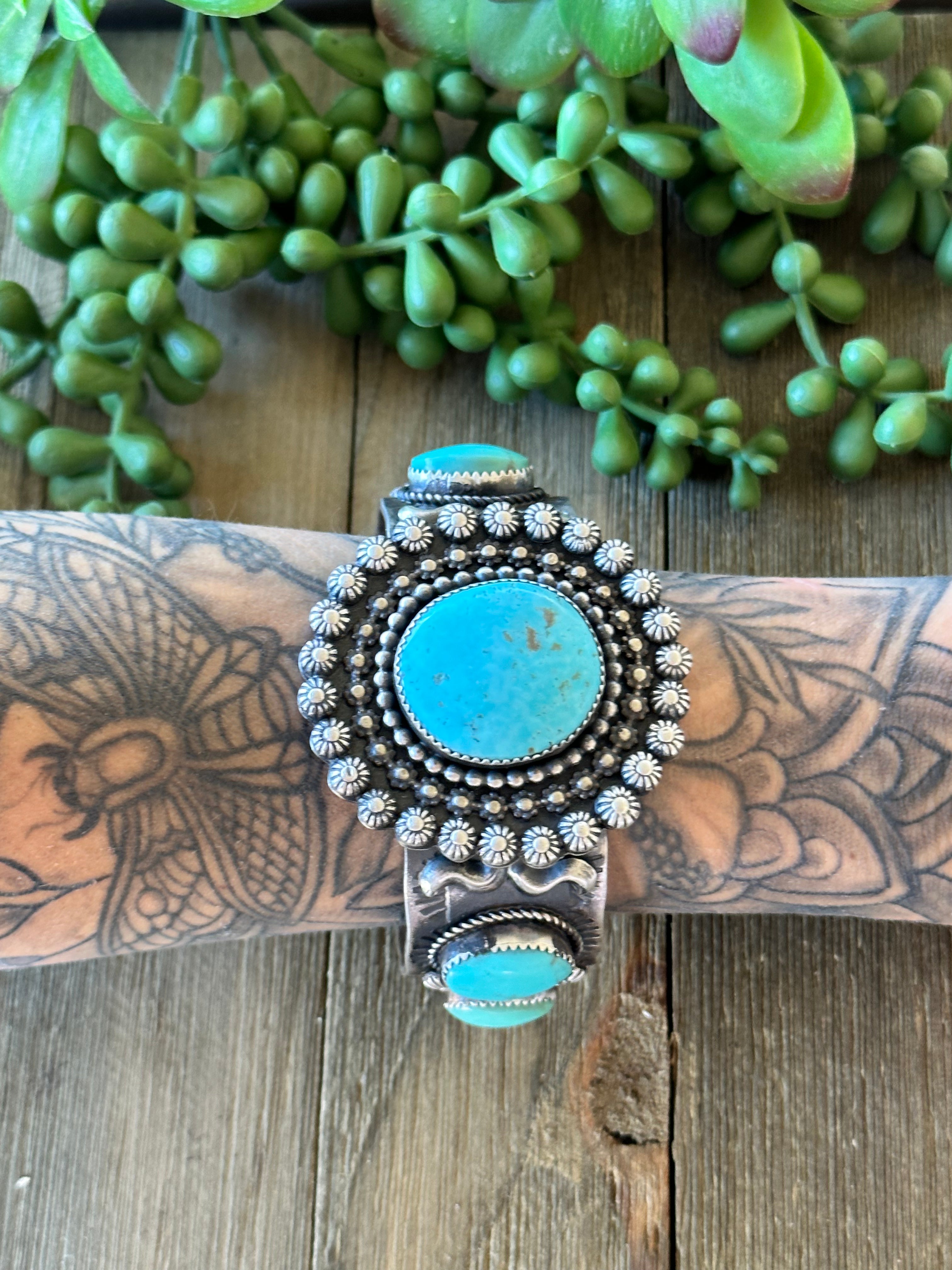 Richard Yazza Kingman Turquoise & Sterling Silver Cuff Bracelet