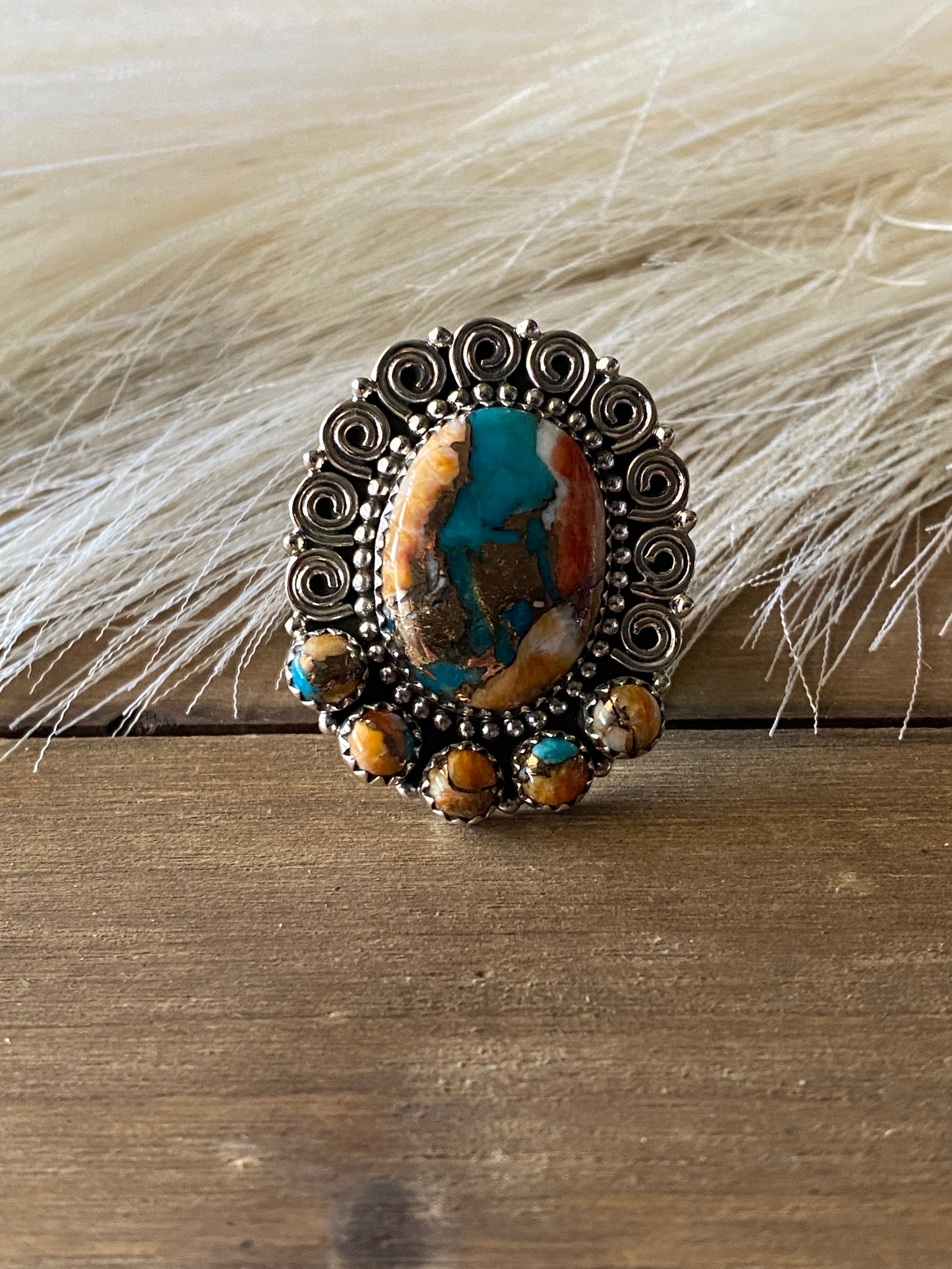 Southwest Handmade Mohave Turquoise & Sterling Silver Adjustable Ring
