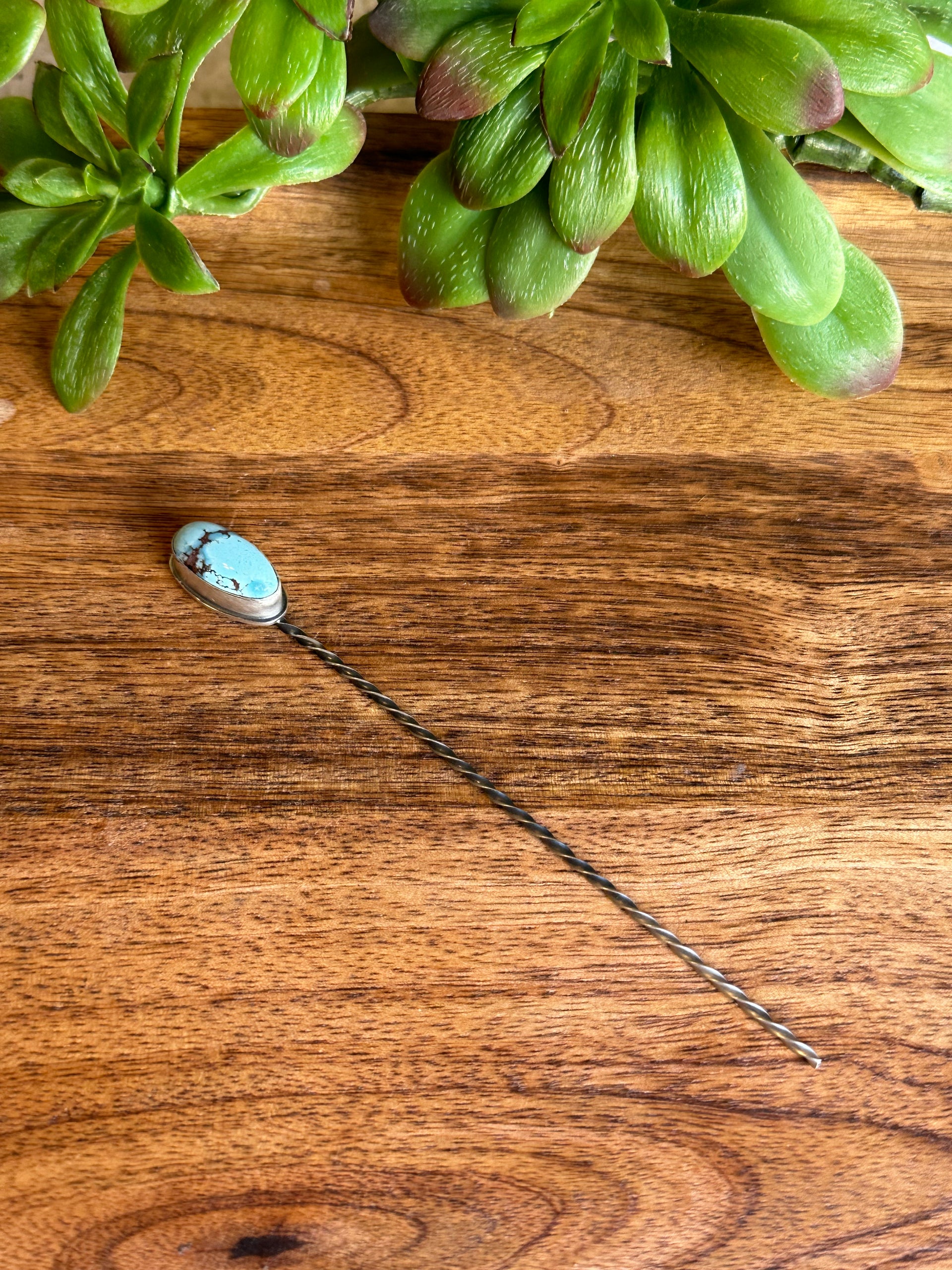 Sandra Nez Golden Hills Turquoise & Sterling Silver Hair