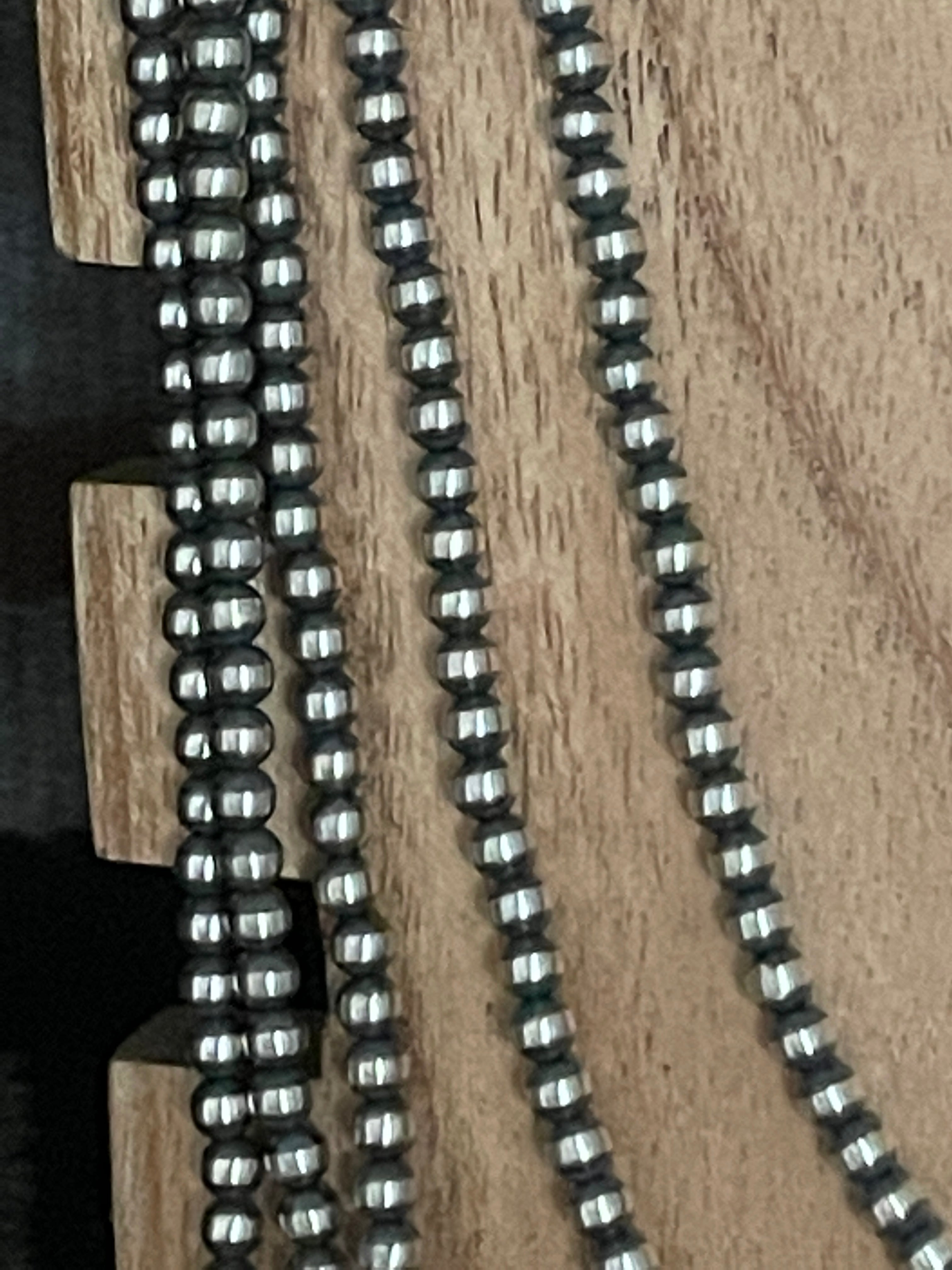Navajo Sterling Silver 4 mm 34 inch Pearl Necklace