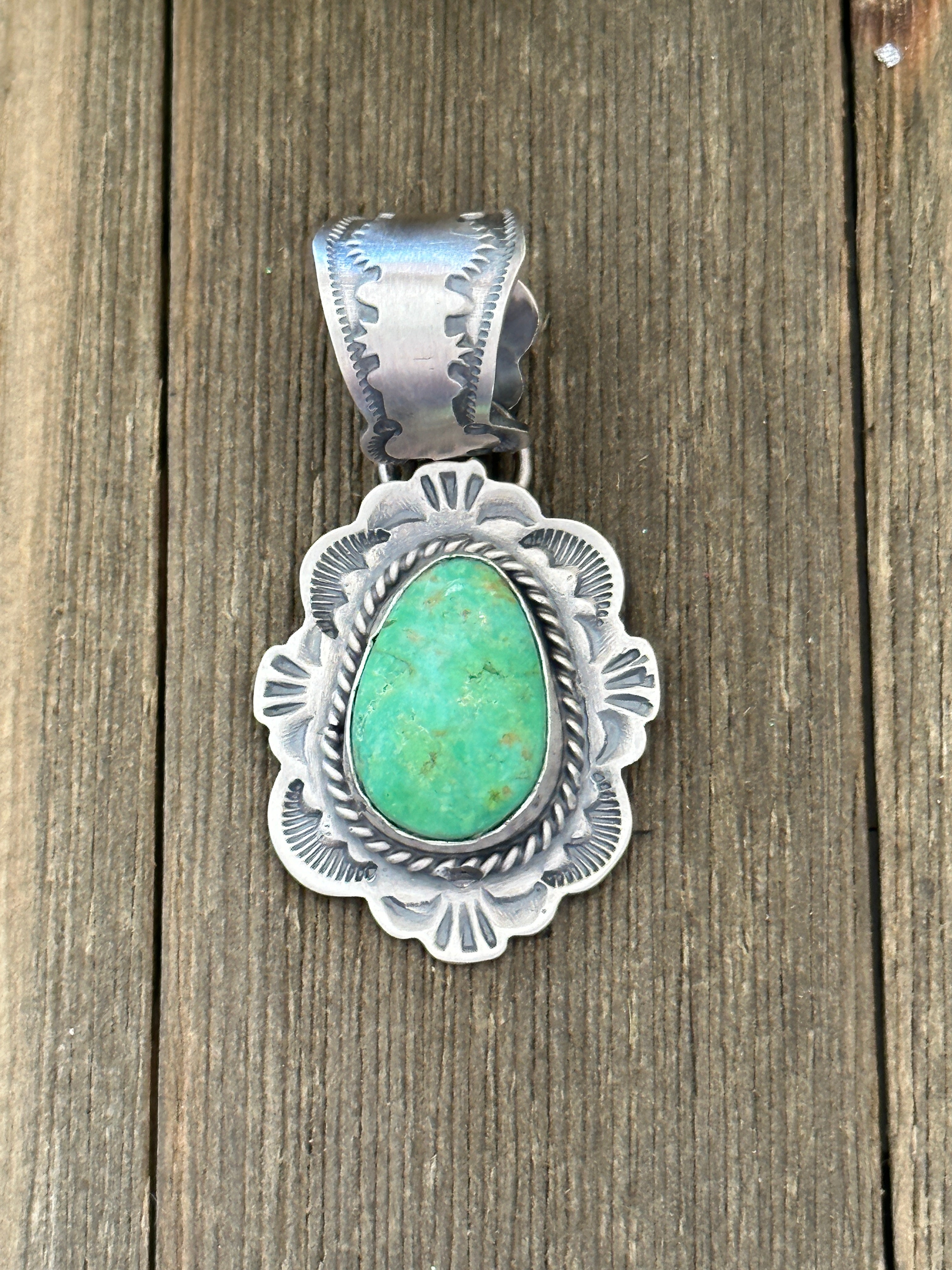 Navajo Made Carico Lake Turquoise & Sterling Silver Pendant