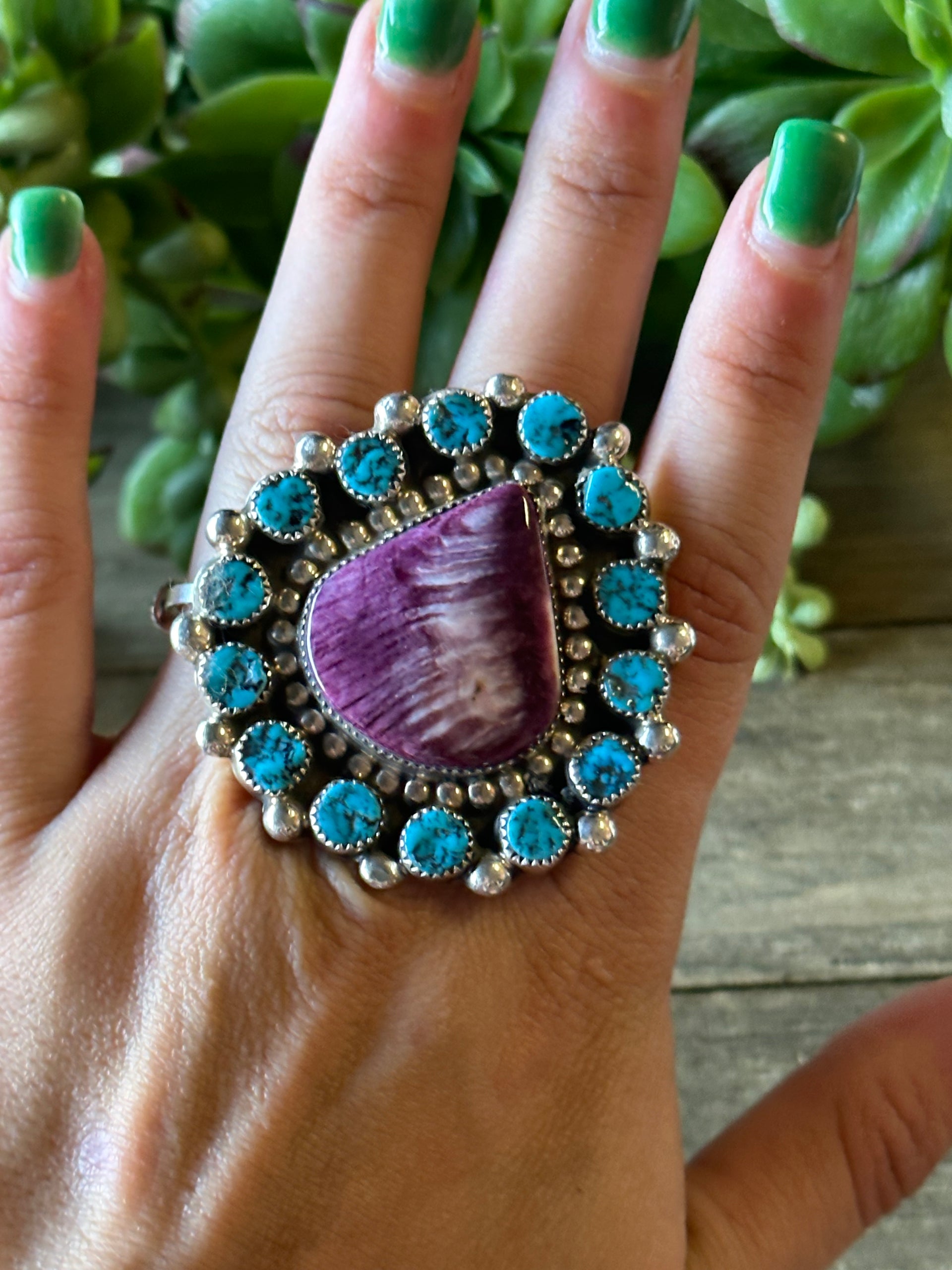 Darlene Begay Multi Stone & Sterling Silver Adjustable Ring