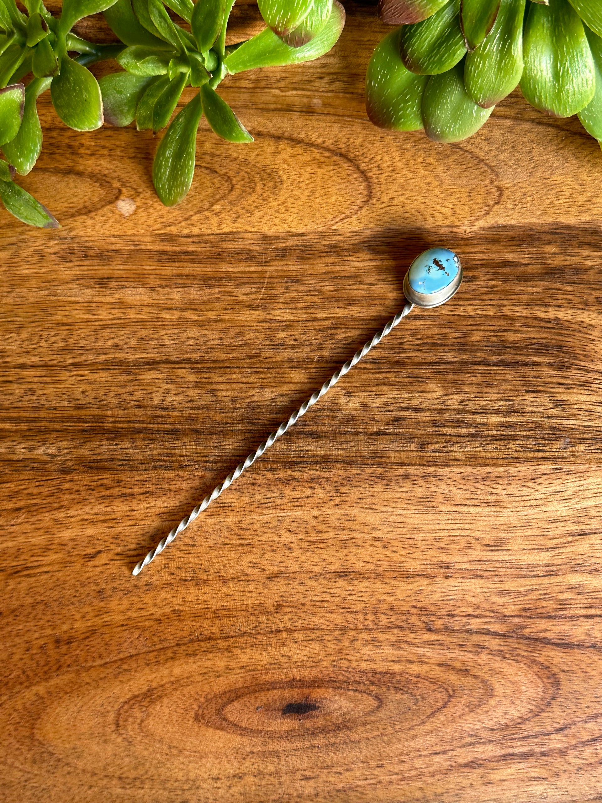 Sandra Nez Golden Hills Turquoise & Sterling Silver Hair Pin