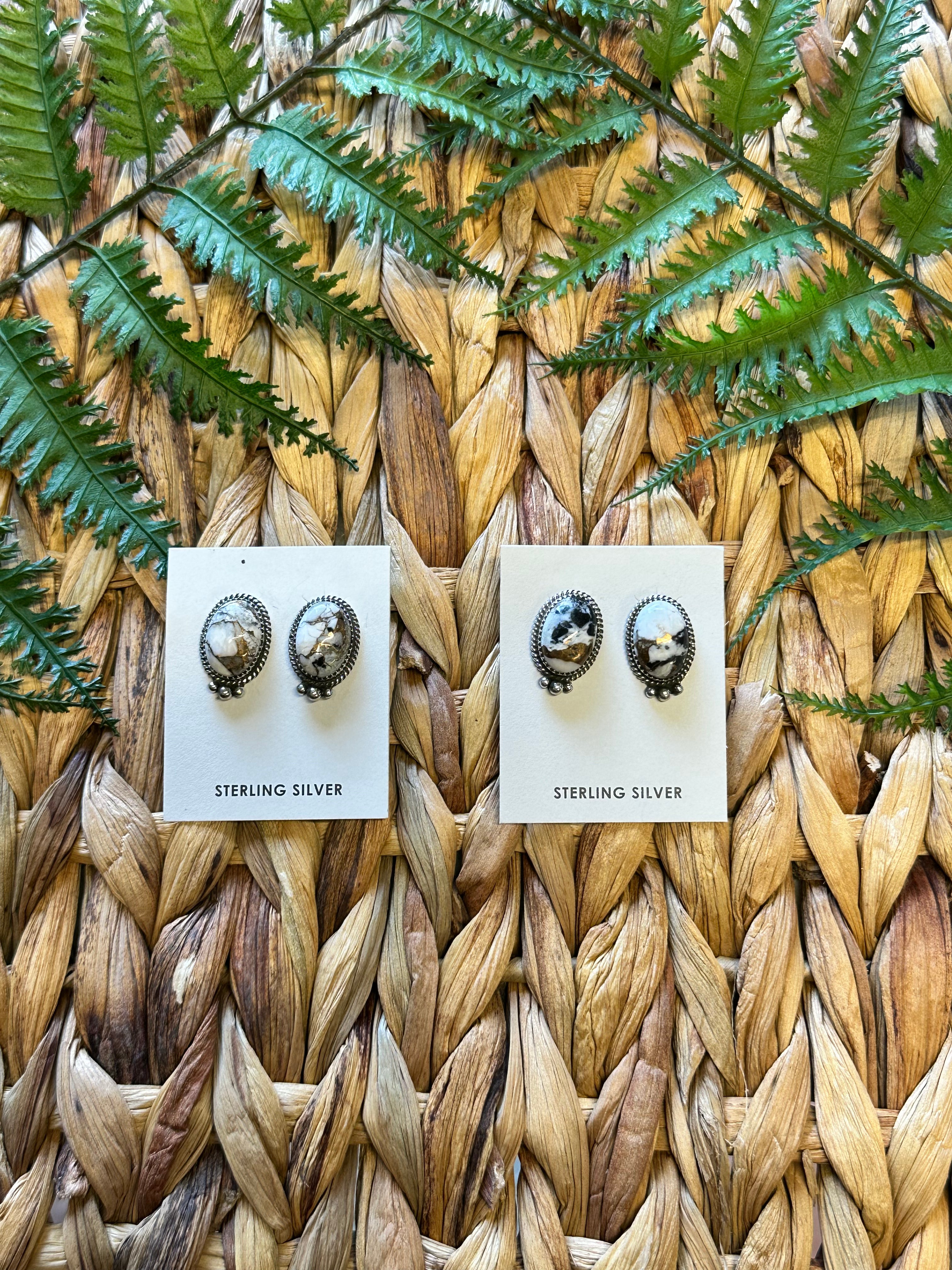Theresa Smith White Buffalo & Sterling Silver  Post Earrings