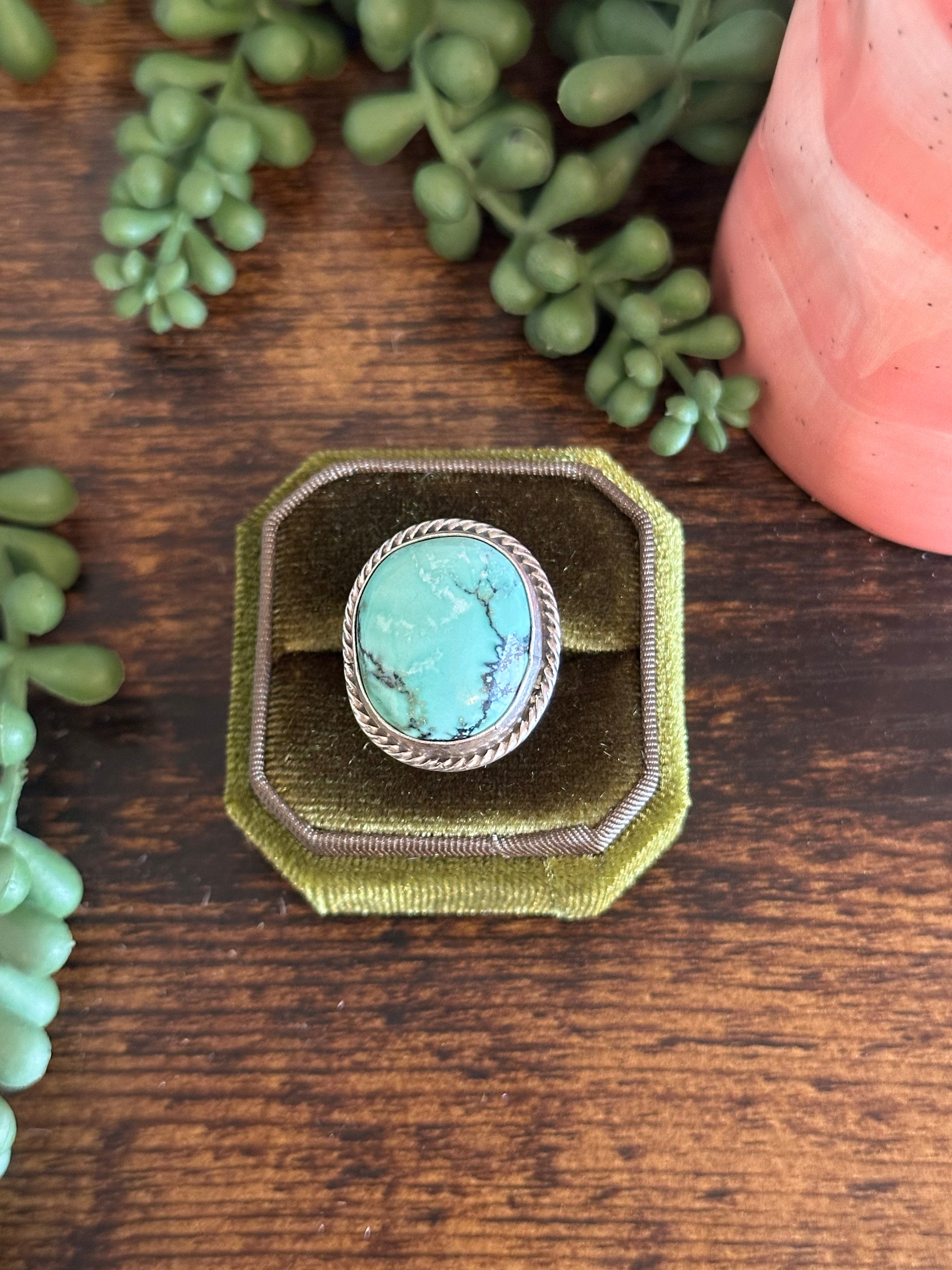 Alice McShirley New Lander Variscite & Sterling Silver Ring Size 7.25