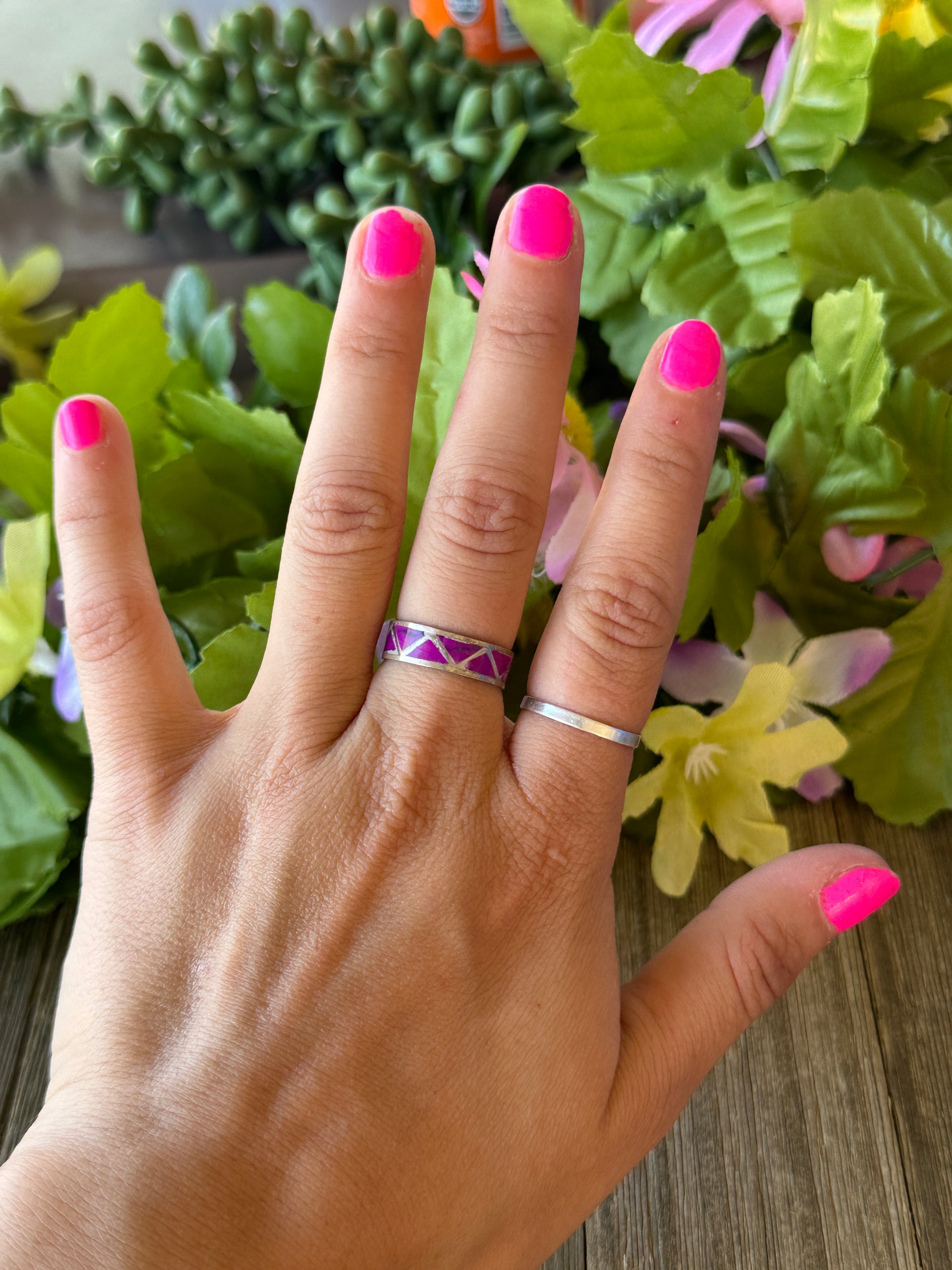 Roger Morgan Sugilite & Sterling Silver Inlay Ring