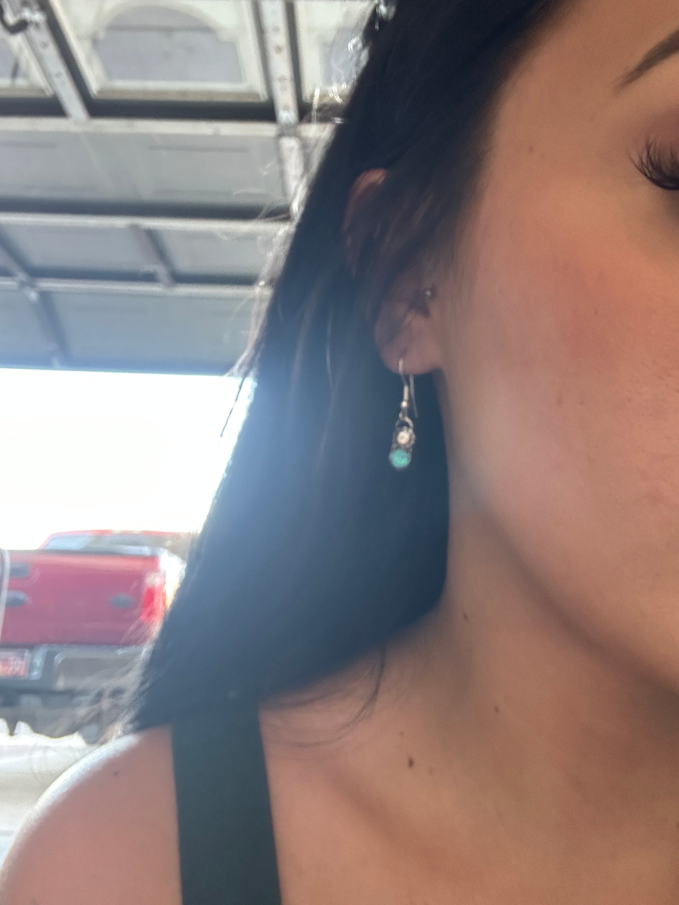 Navajo Made Opal (Man Made) & Sterling Silver Dangle Earrings