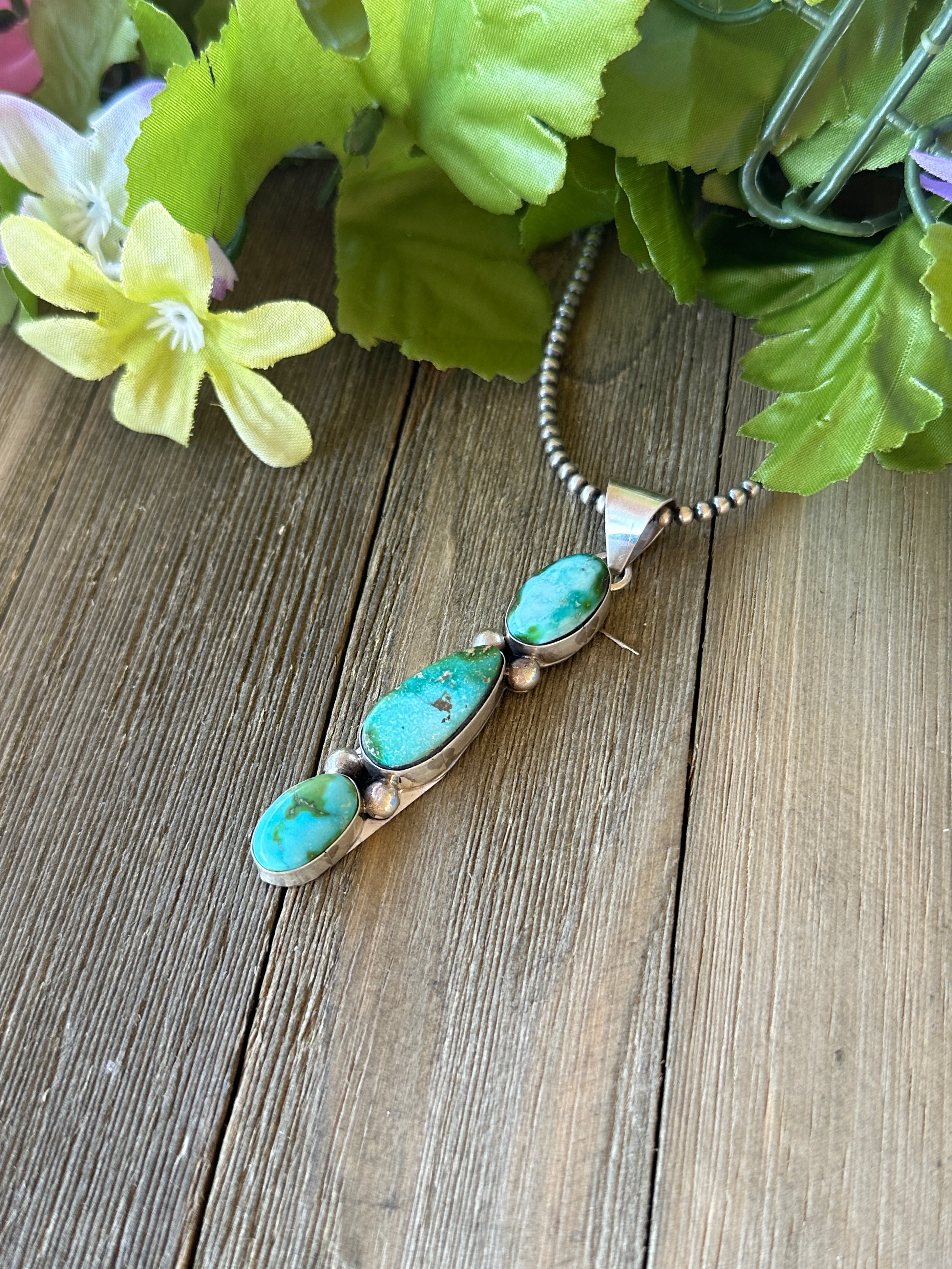 Tia Long Sonoran Gold Turquoise & Sterling Silver Pendant