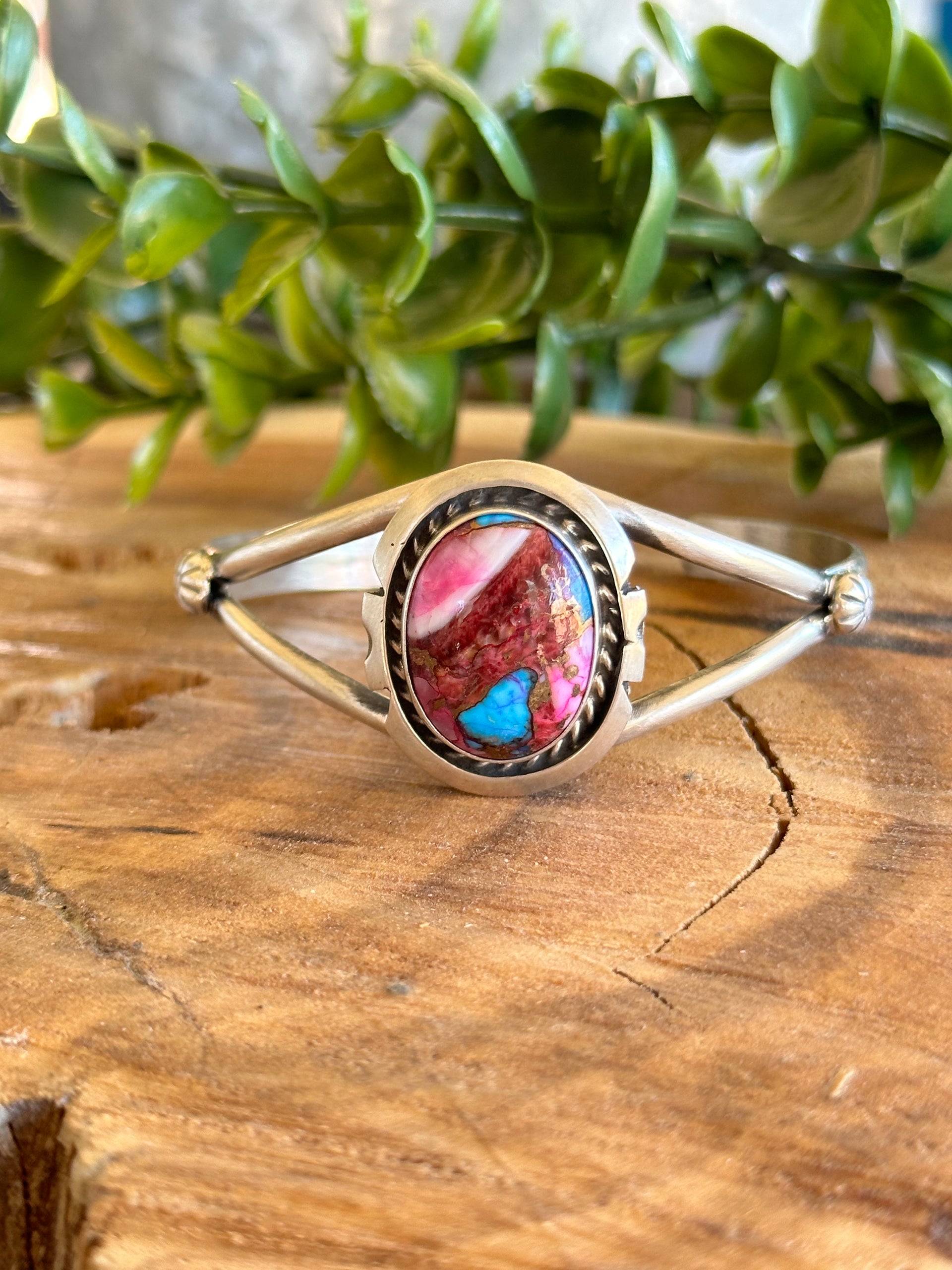 Augustine Largo Pink Mohave Turquoise & Sterling Silver Cuff Bracelet