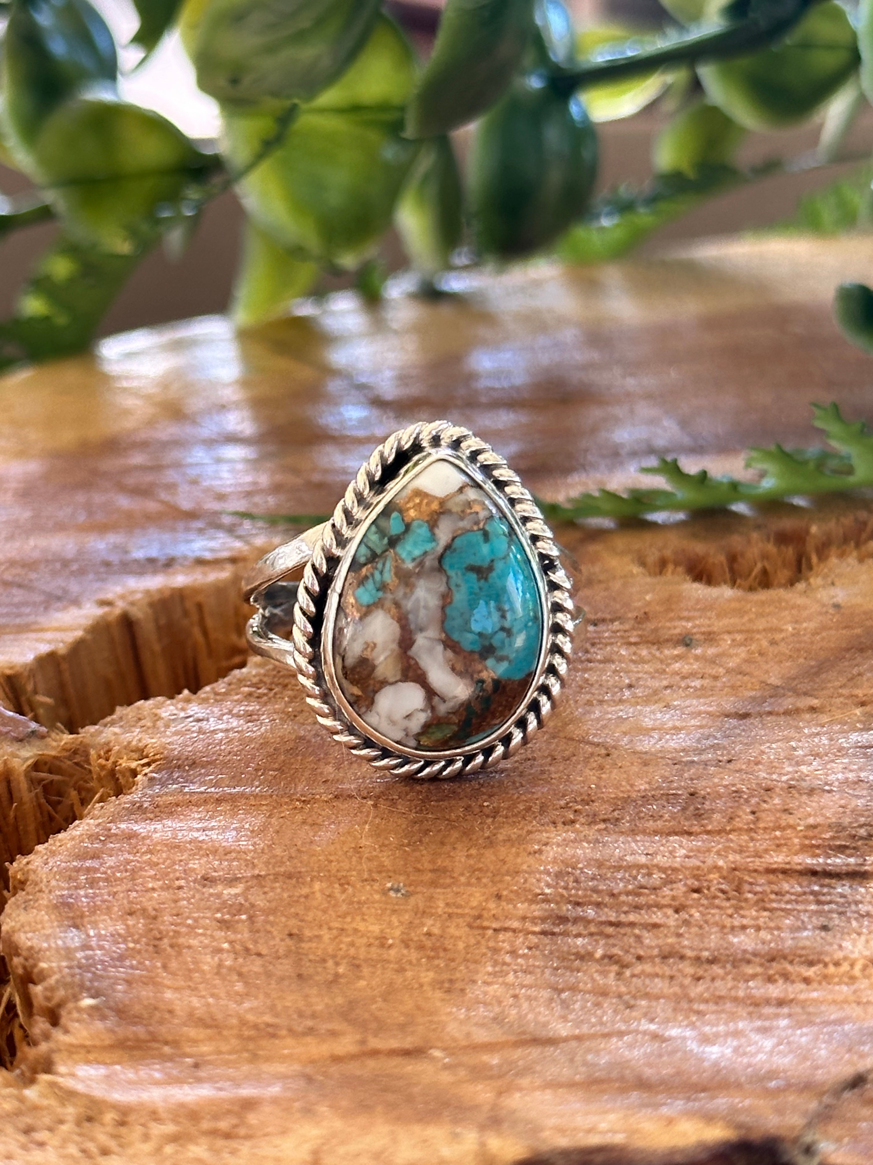 Navajo Made Multi Stone & Sterling Silver Ring