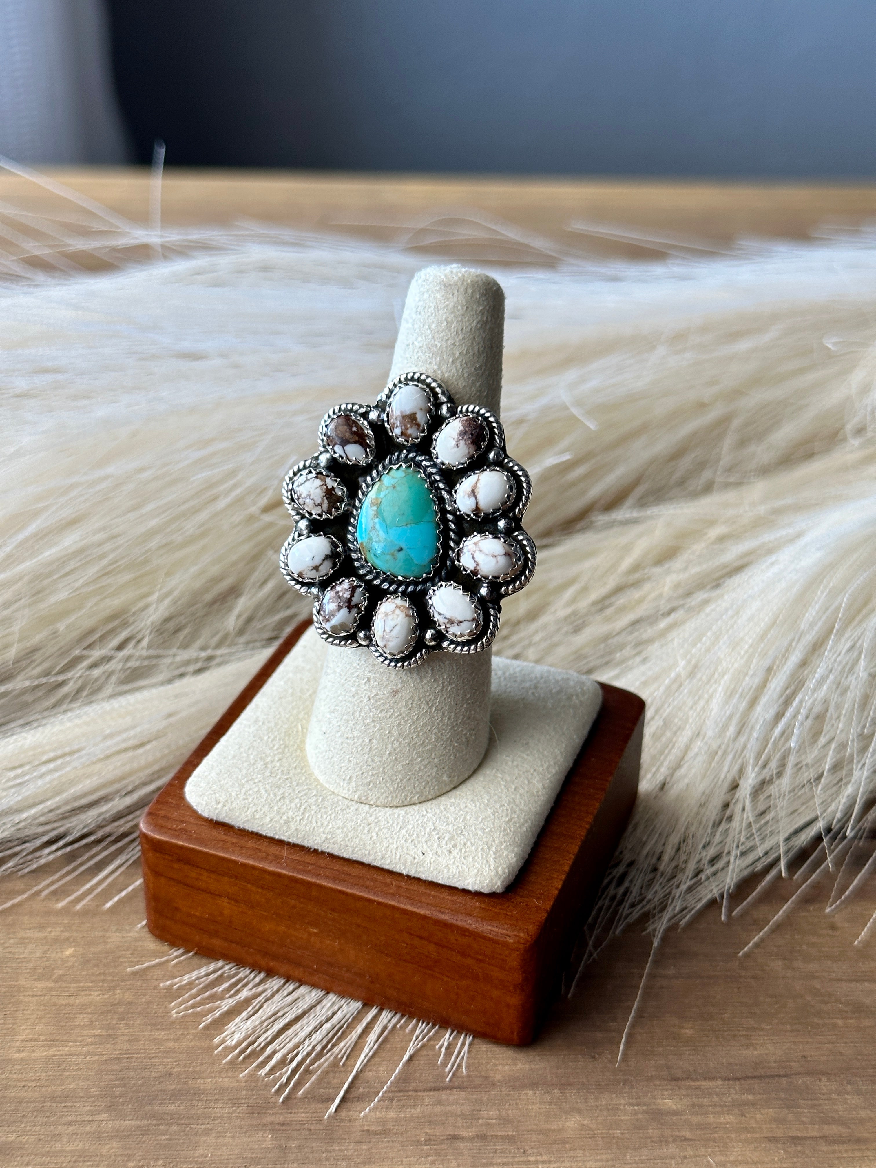 #7 Southwest Handmade Multi Stone & Sterling Silver Cluster Adjustable Rings