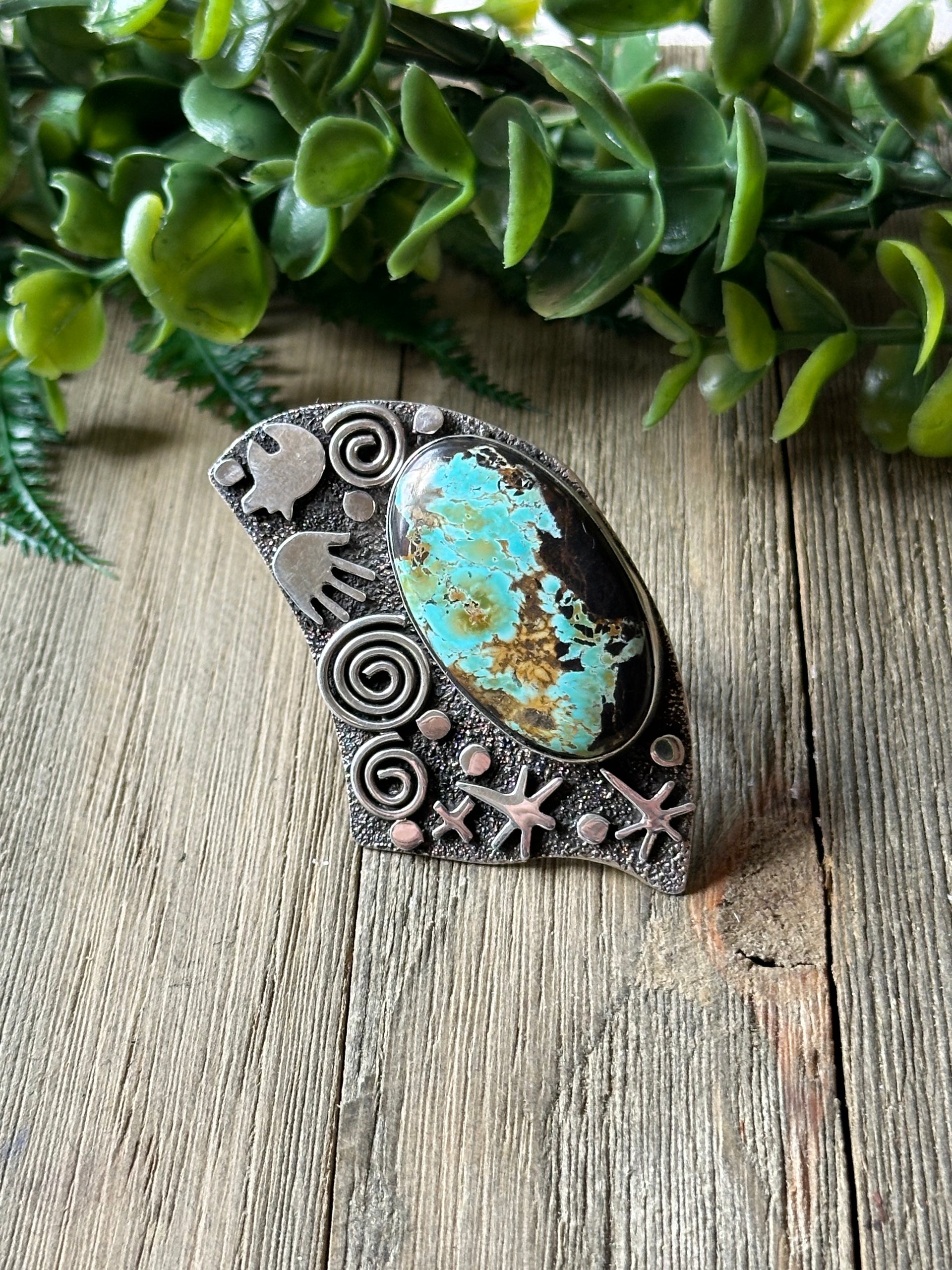 Alex Sanchez Black Jack Turquoise & Sterling Silver Adjustable Ring