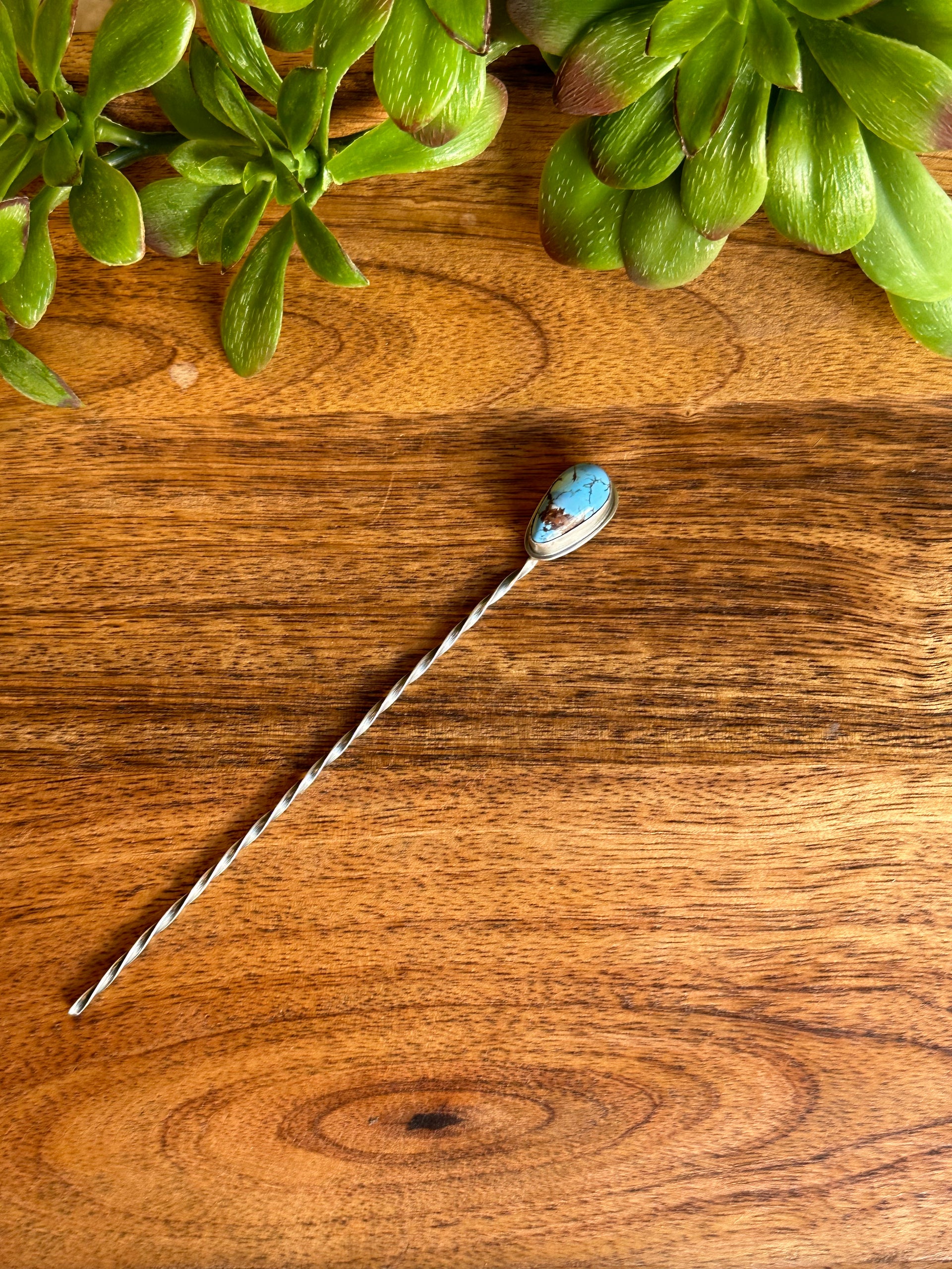 Sandra Nez Golden Hills Turquoise & Sterling Silver Hair Pin