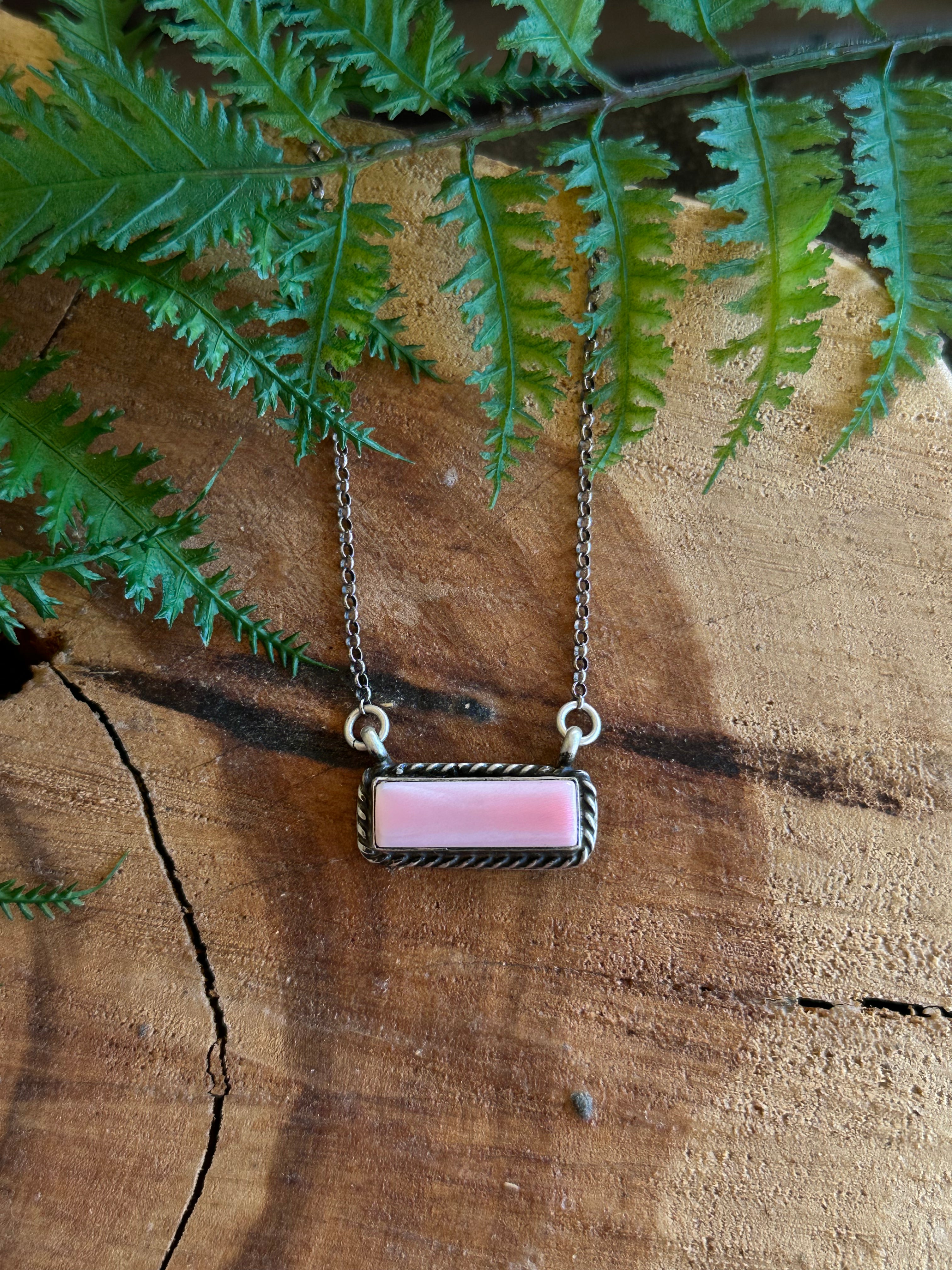 Augustine Largo Pink Conch & Sterling Silver Necklace