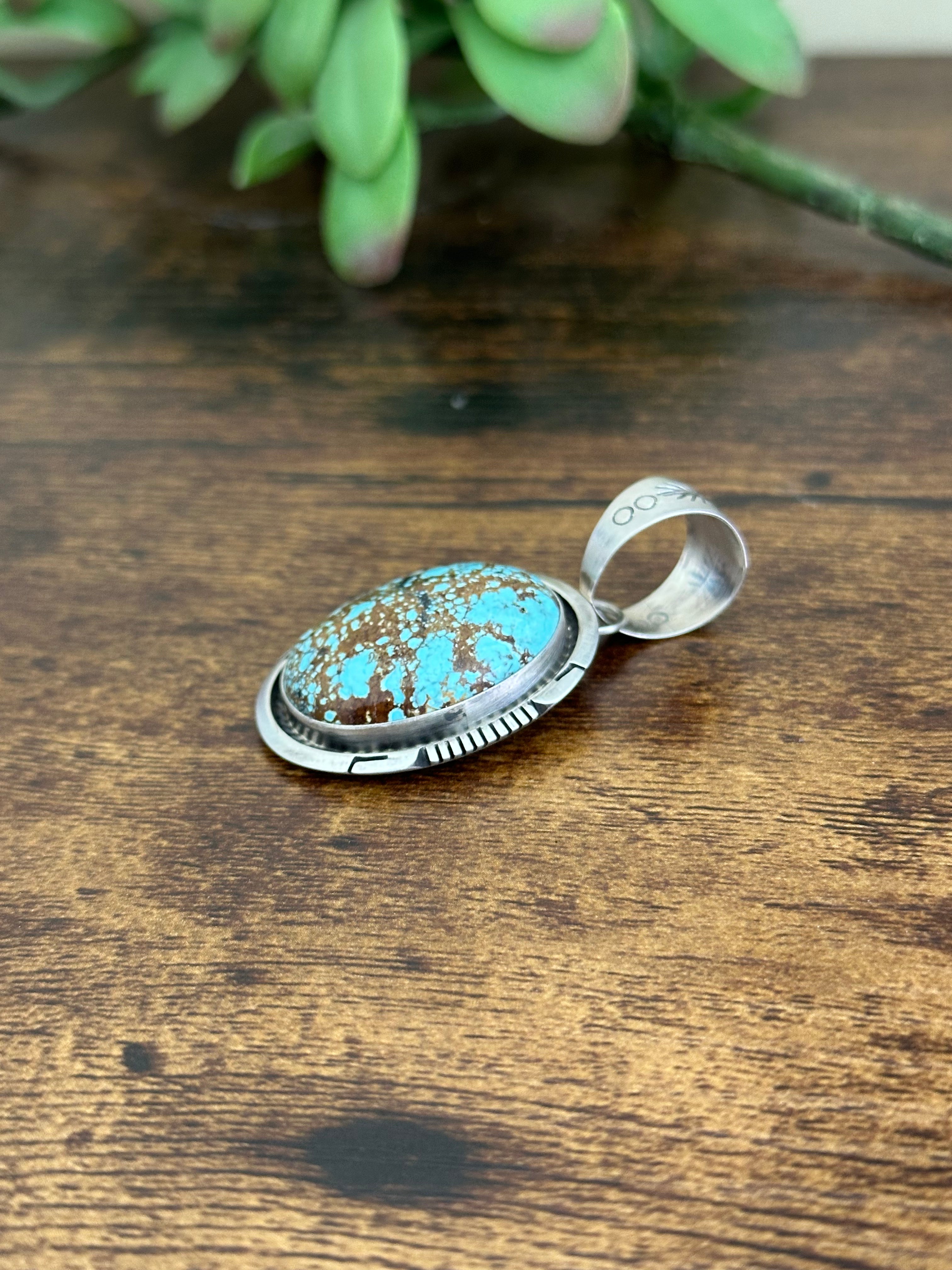 Alfred Martinez #8 Turquoise & Sterling Silver Pendant