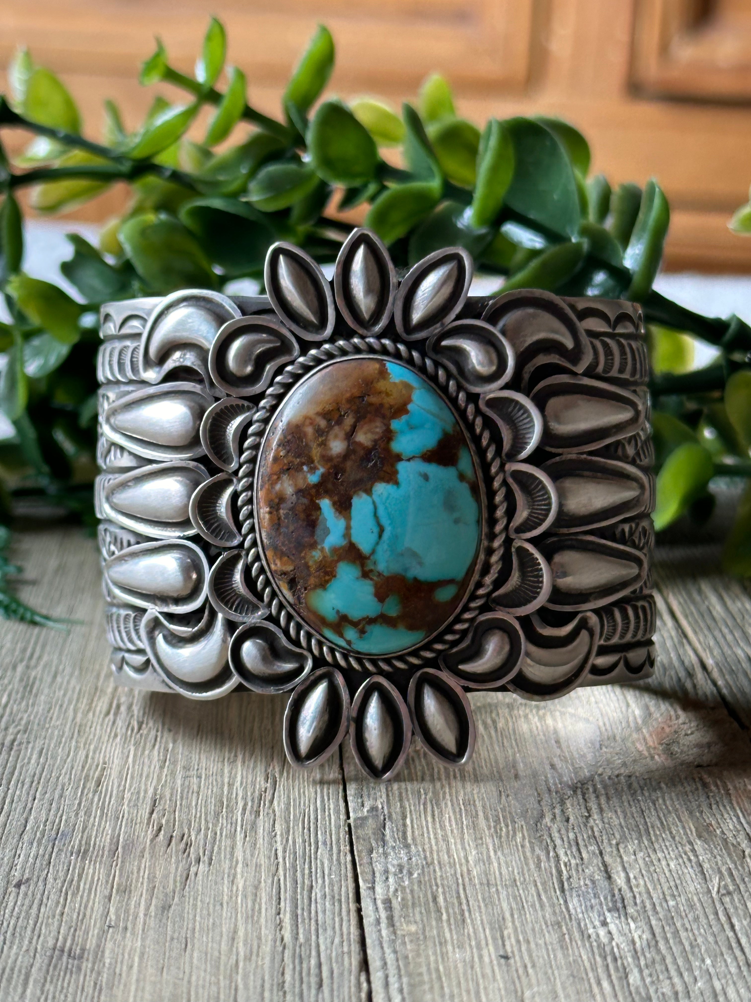 Alex Sanchez Natural Royston Turquoise & Sterling Silver Cuff Bracelet