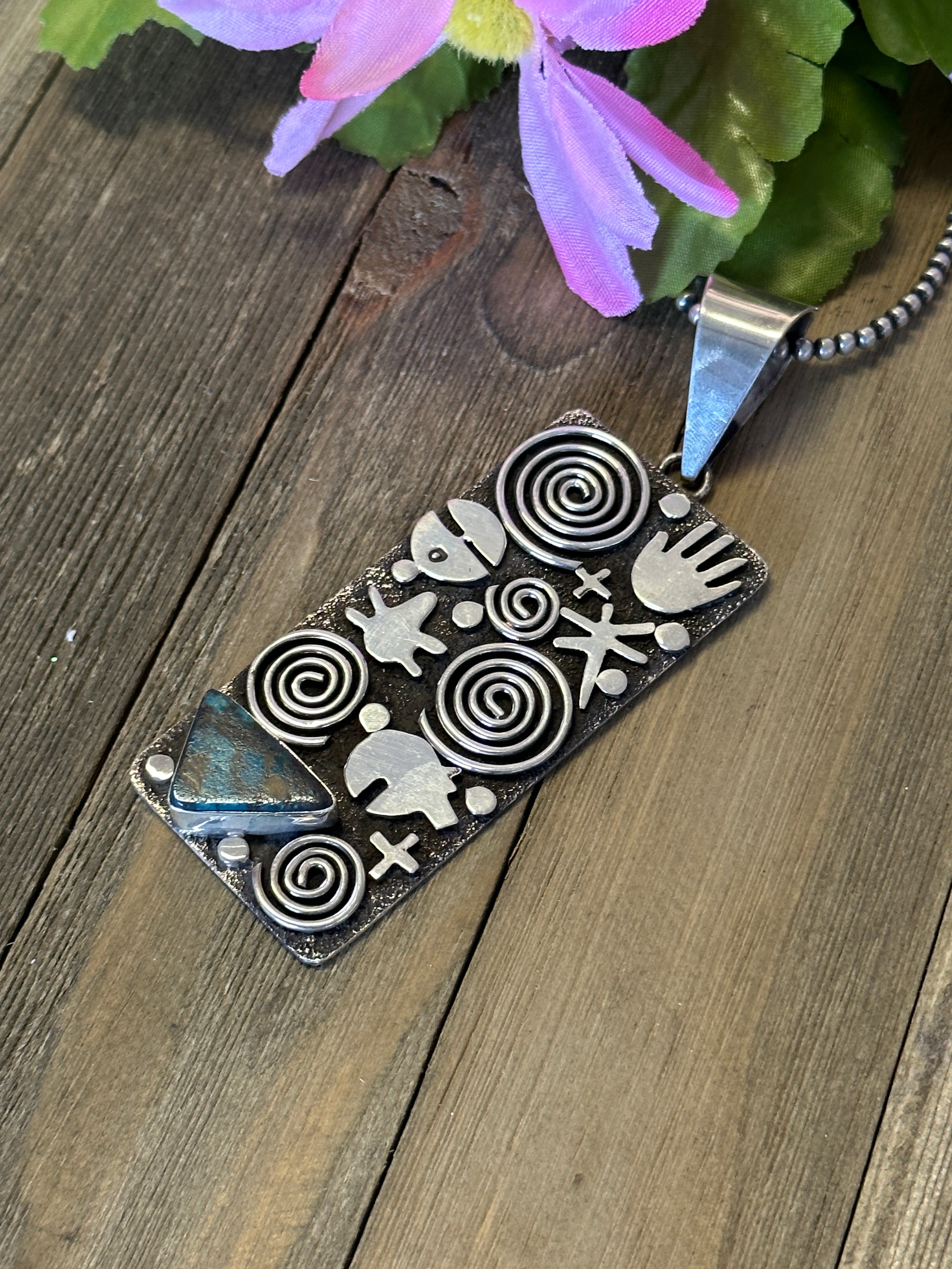 Alex Sanchez Bisbee Turquoise & Sterling Silver Pendant