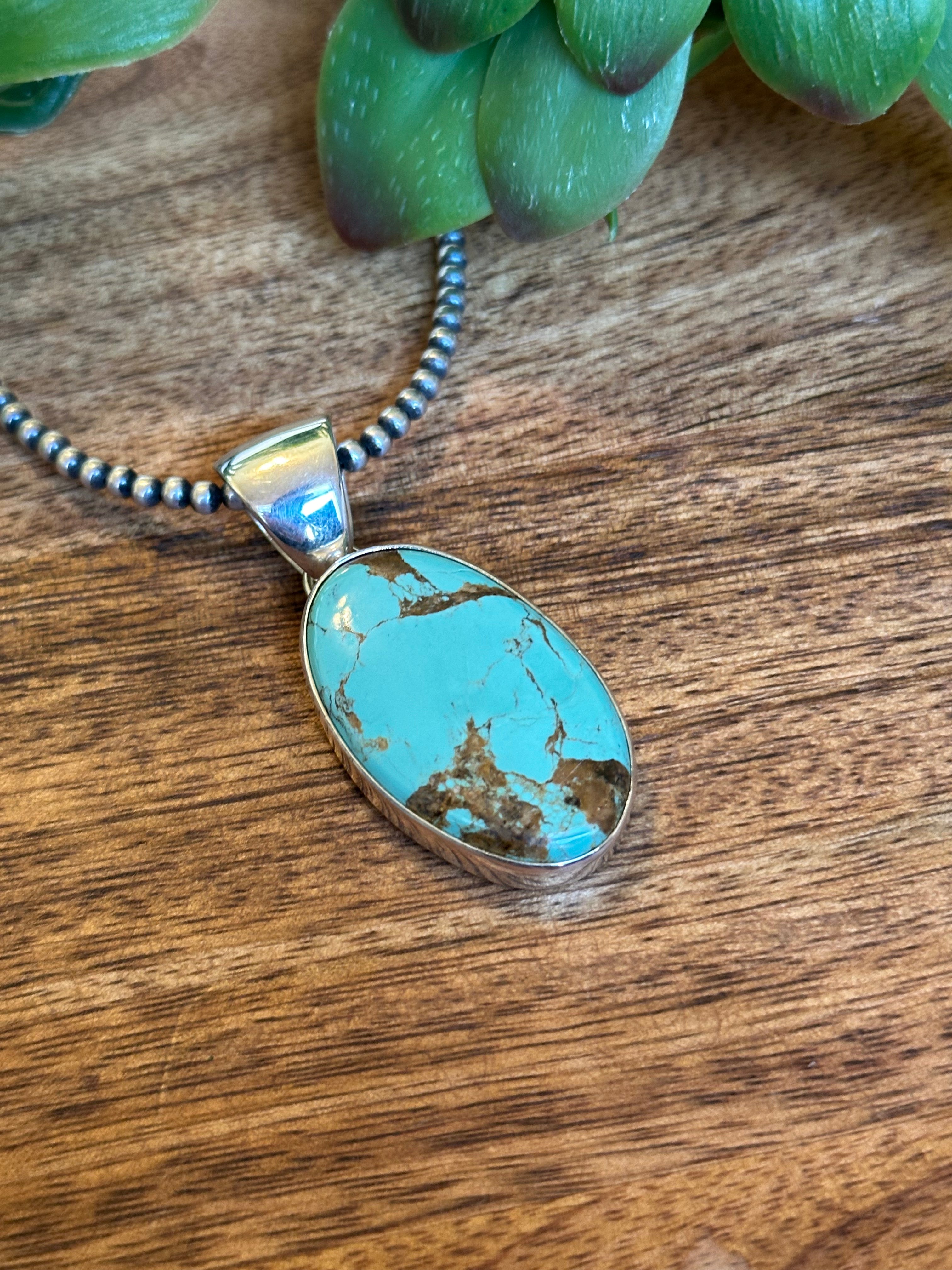 Navajo Made Royston Turquoise & Sterling Silver Pendant