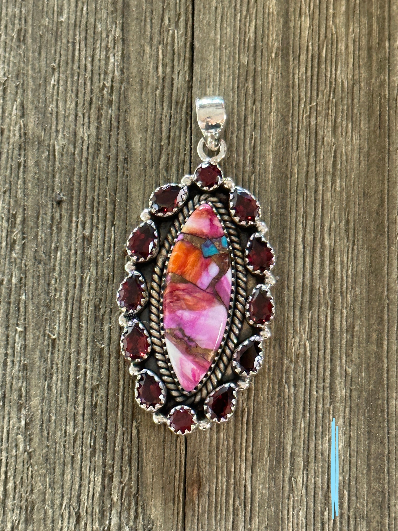 Southwest Made Multi Stone & Sterling Silver Pendant