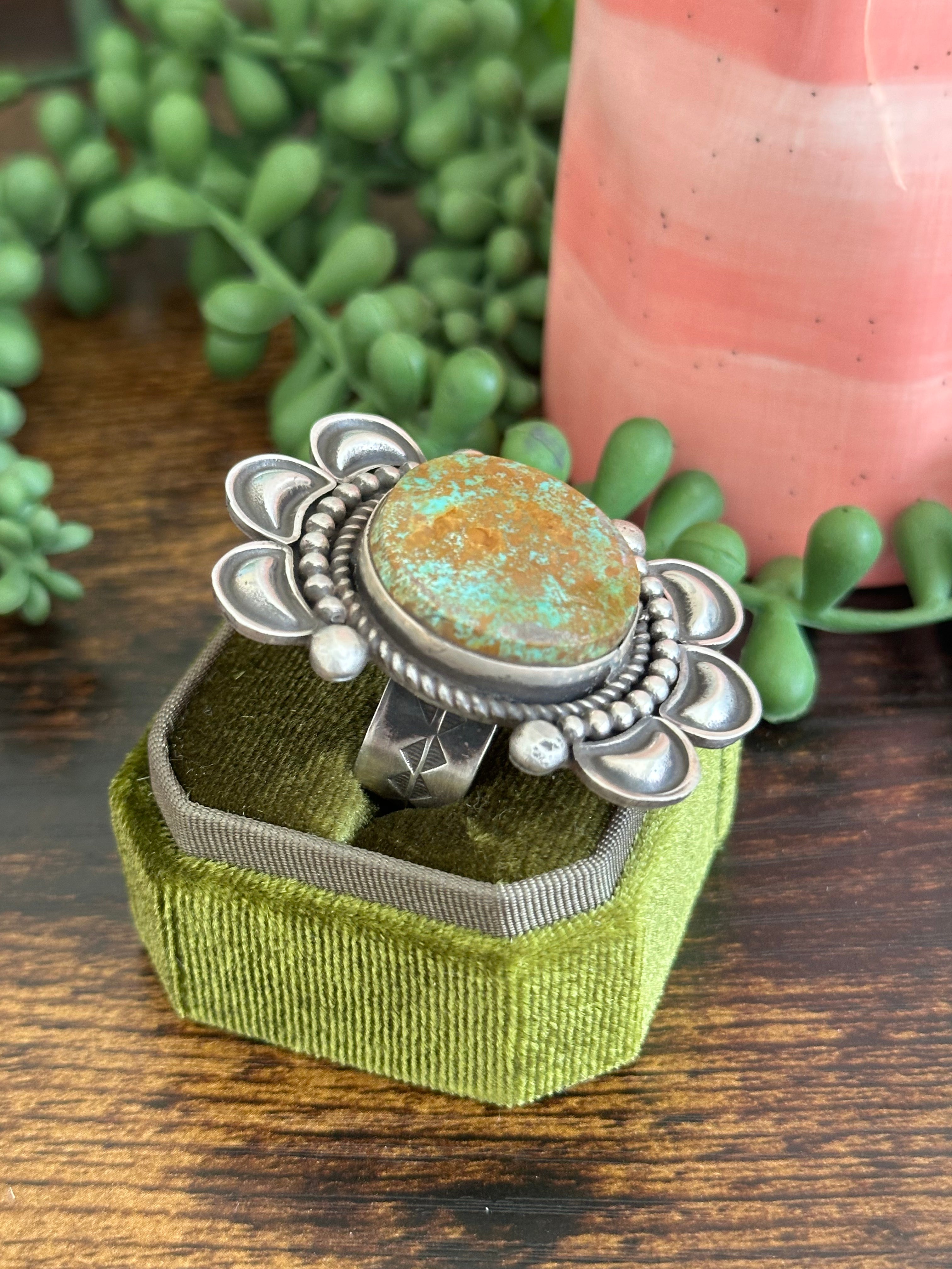 Alex Sanchez Natural Royston Turquoise & Sterling Silver Adjustable Ring