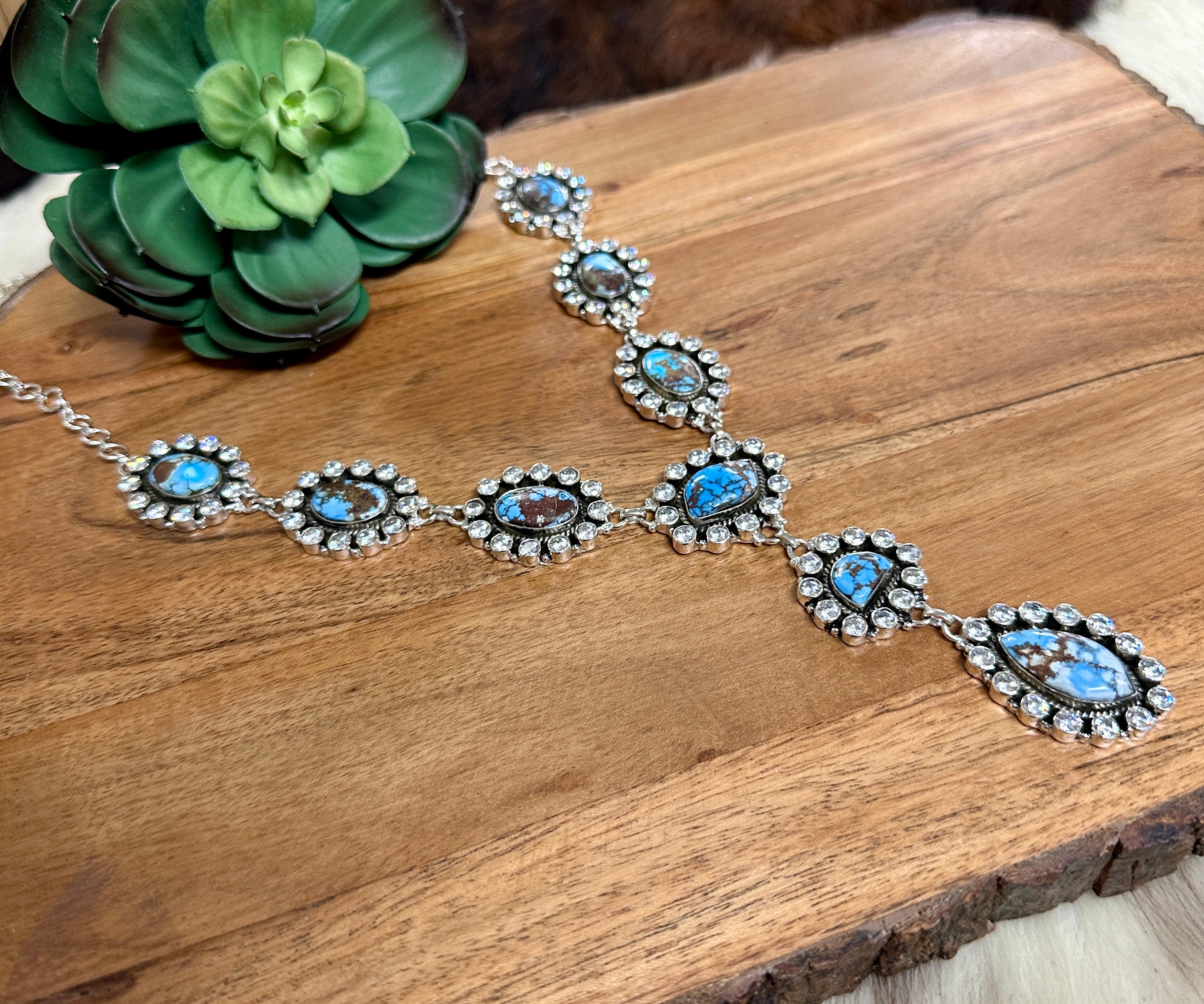 Southwest Handmade Multi Stone & Sterling Silver Cluster Necklace