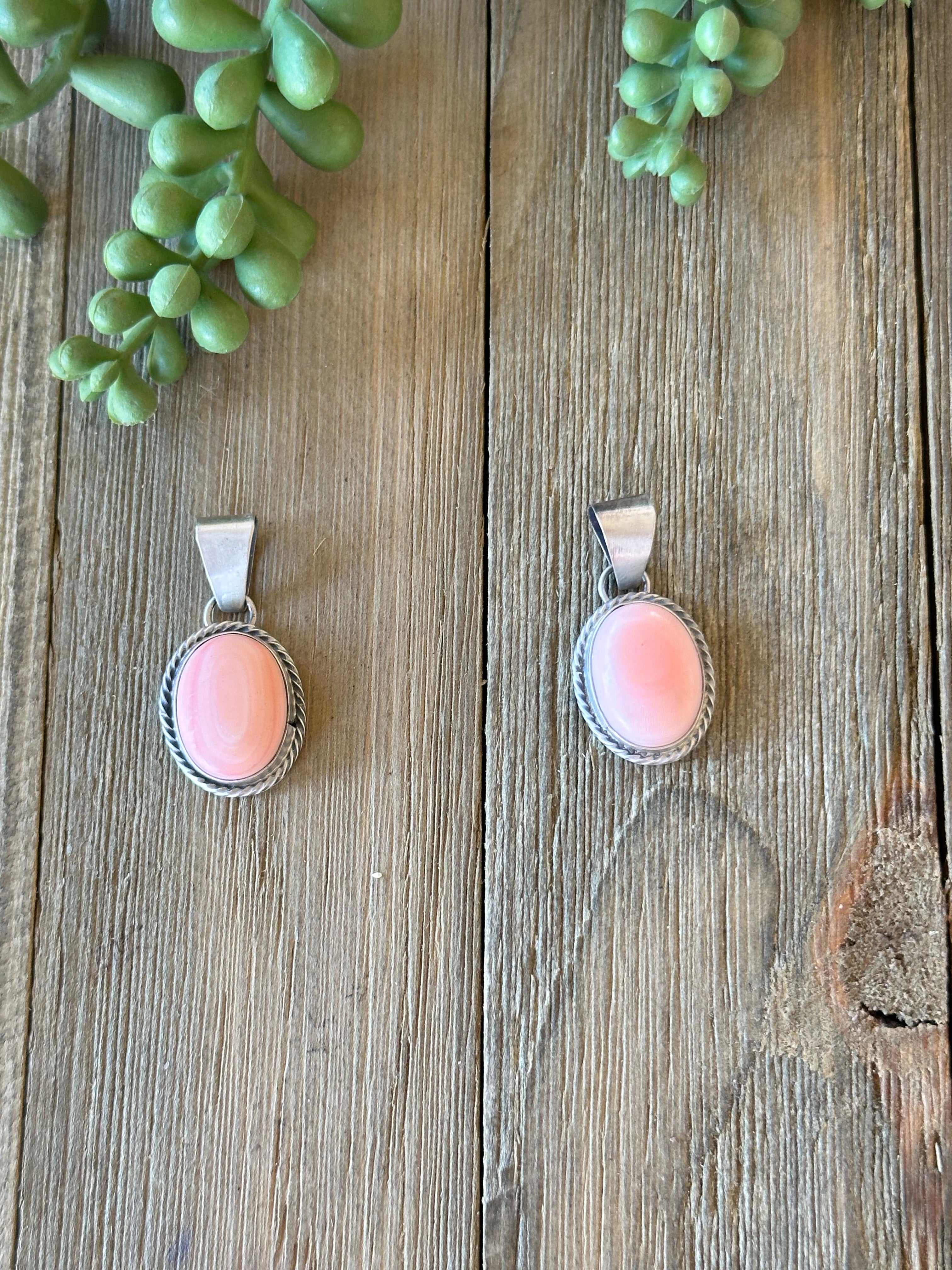 Navajo Made Pink & Sterling Silver Pendant