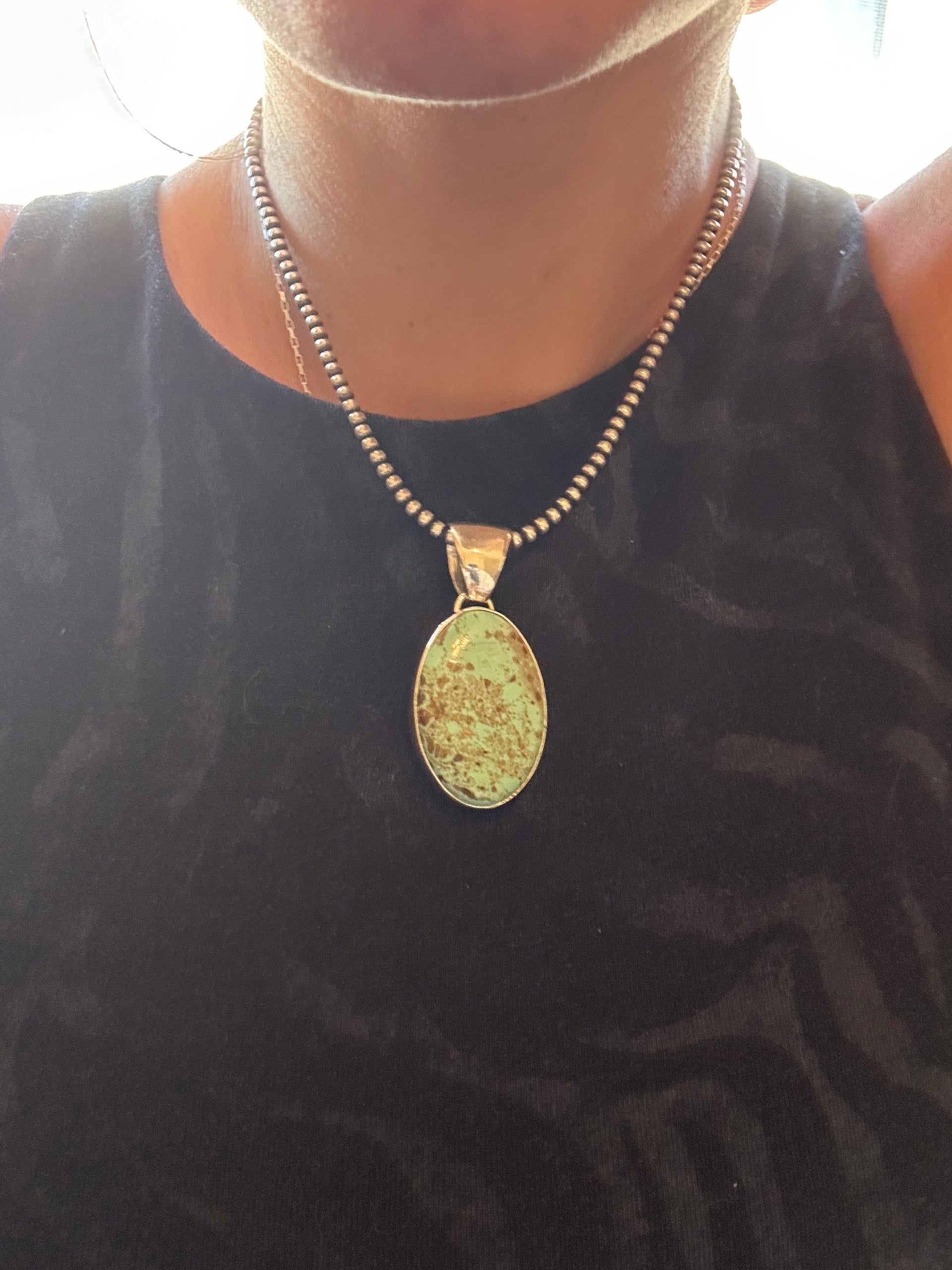 Navajo Made Royston Turquoise & Sterling Silver Pendant