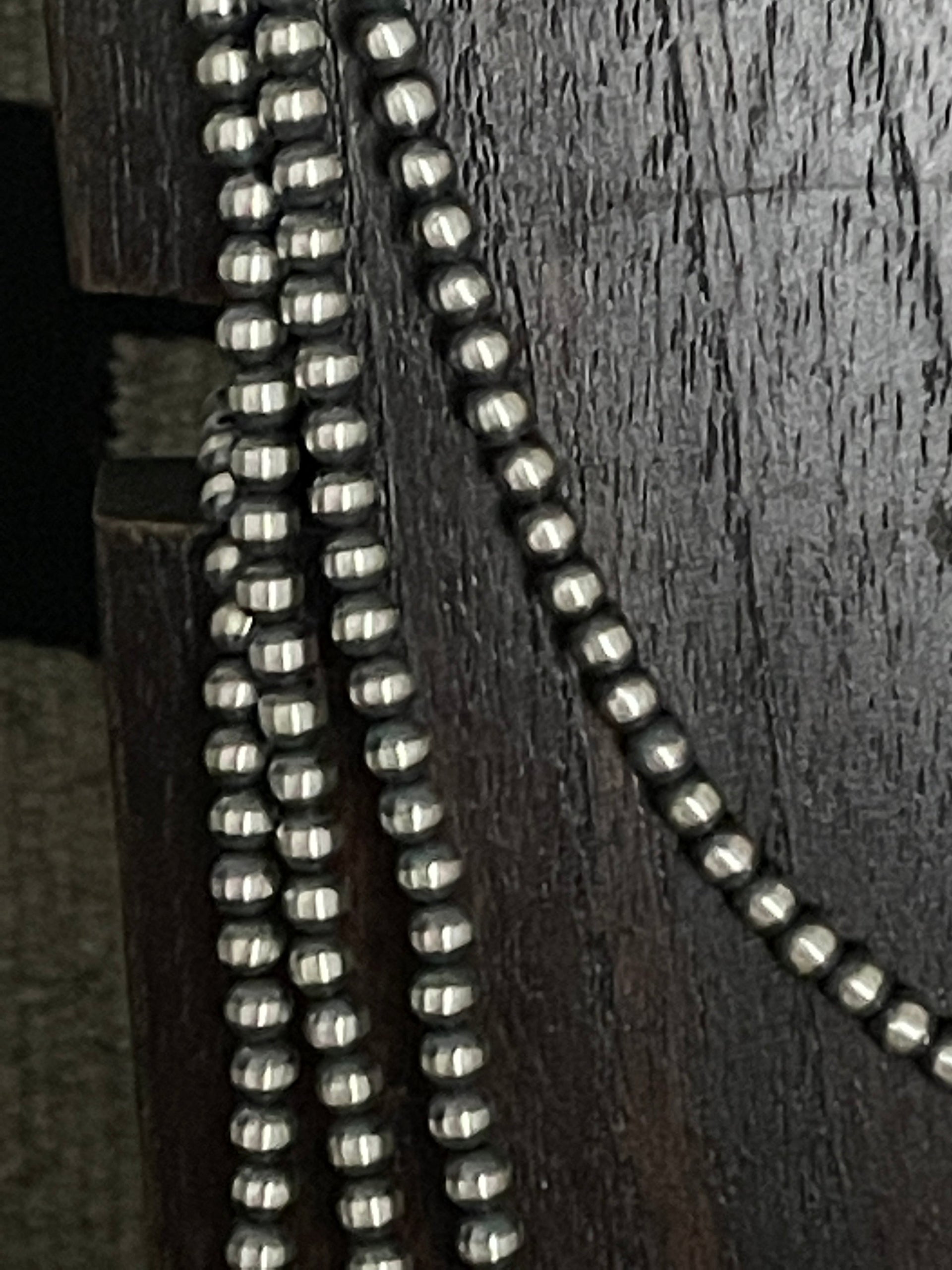 Navajo Sterling Silver 4 mm 34 inch Pearl Necklace