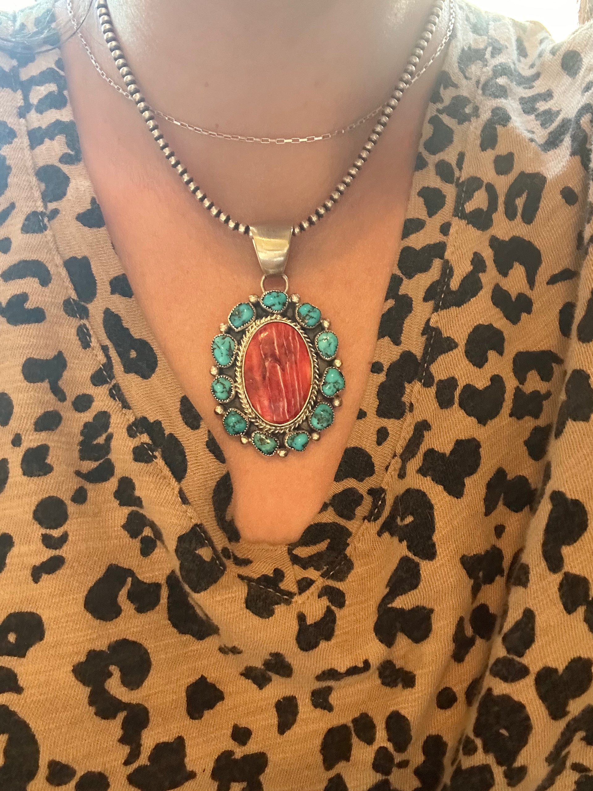 Virginia Sandoval Multi Stone & Sterling Silver Cluster Pendant