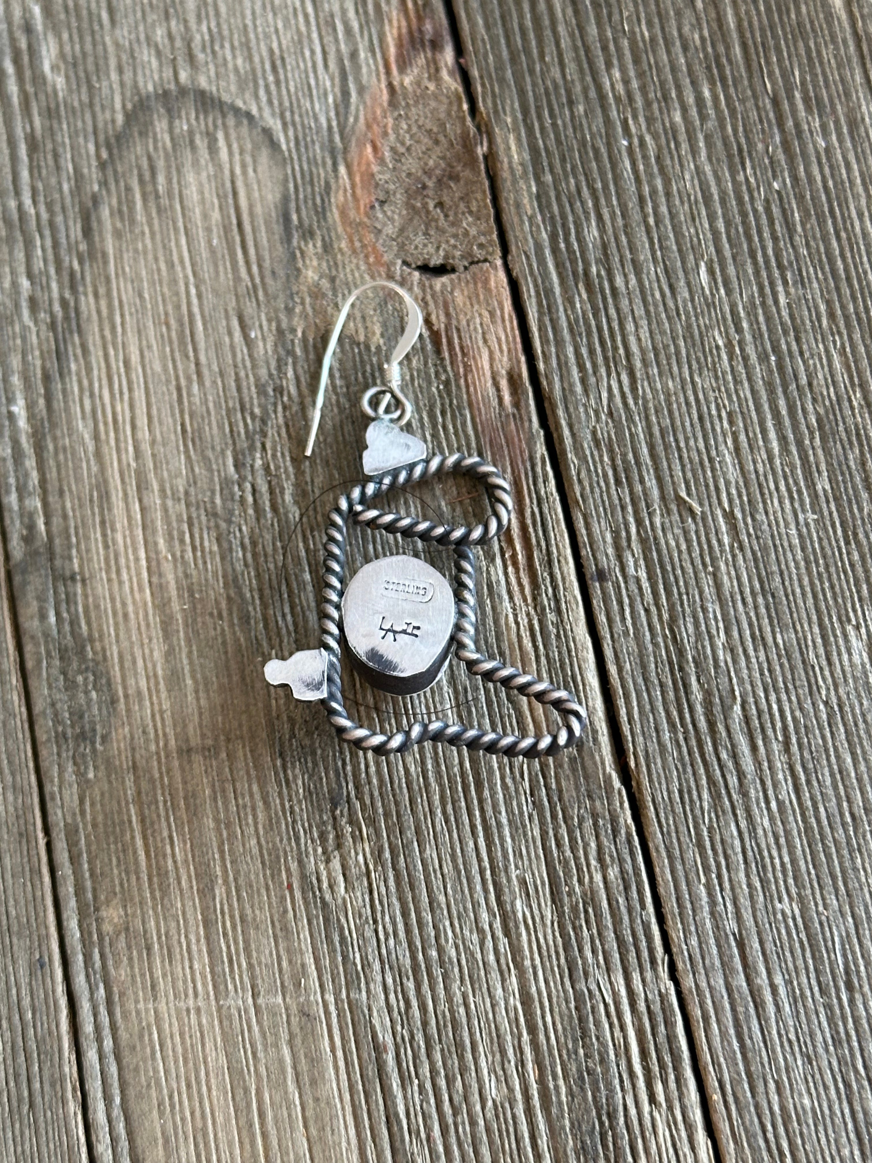 Navajo Made White Buffalo & Sterling Silver Dangle Cowboy Boot Earrings