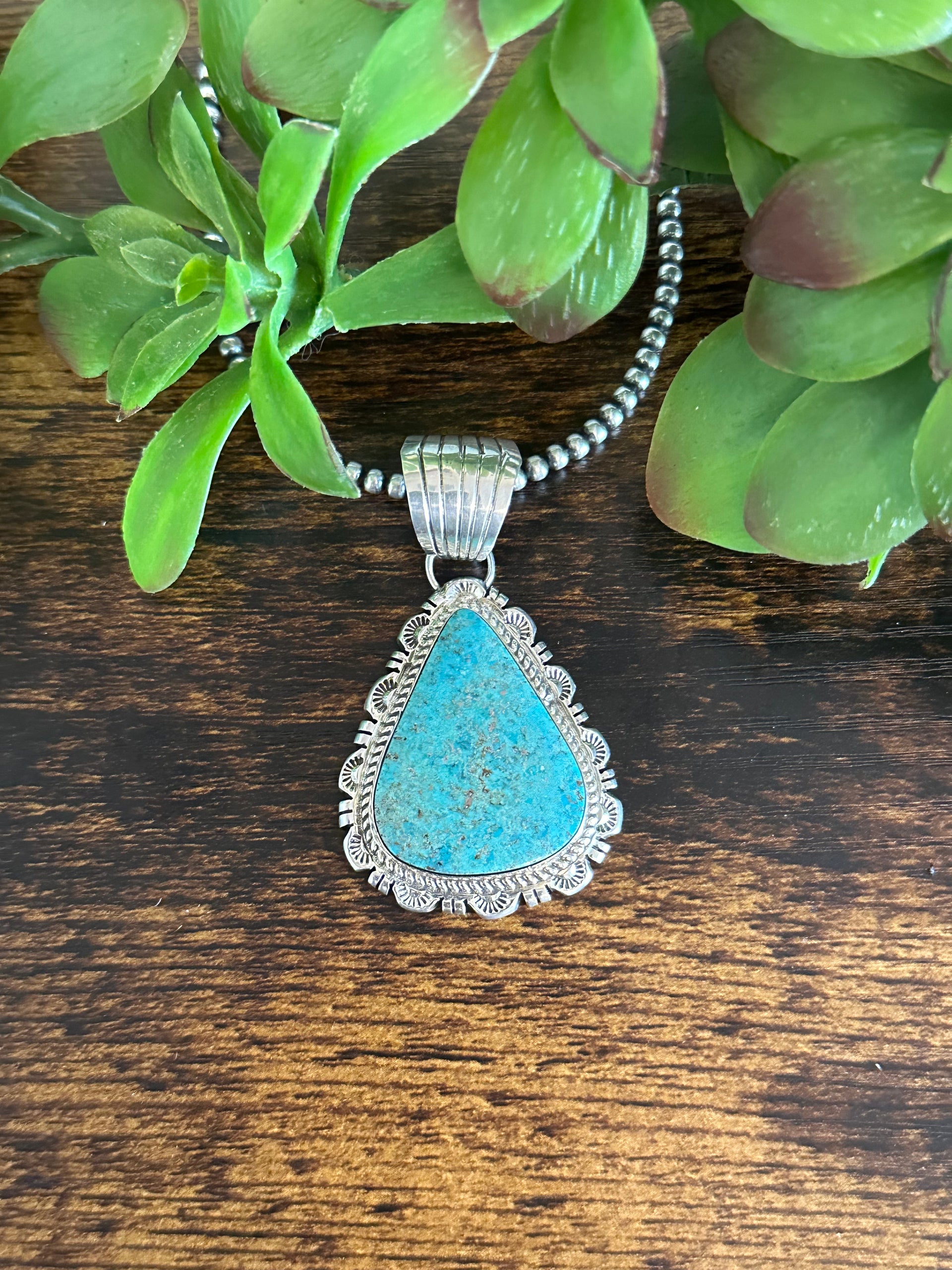 Robert Shakey Kingman Turquoise & Sterling Silver Pendant