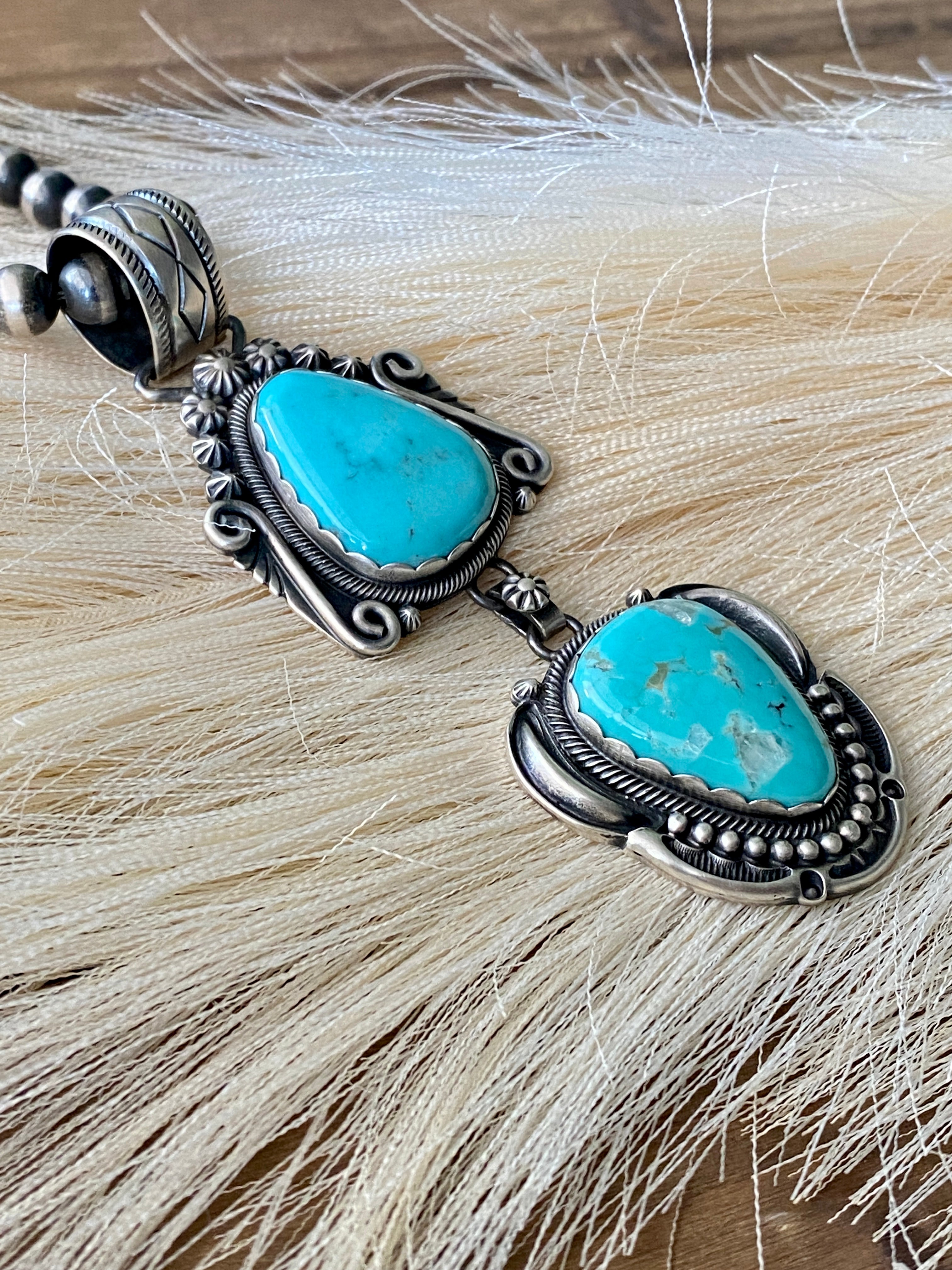 Charles Johnson Kingman Turquoise & Sterling Silver Pendant