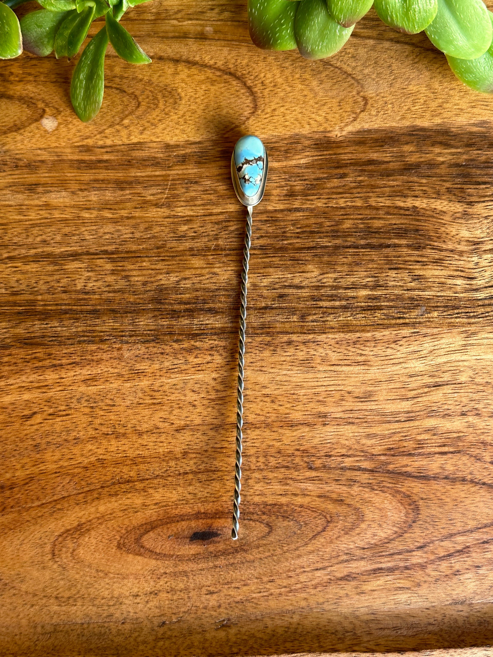 Sandra Nez Golden Hills Turquoise & Sterling Silver Hair Pin