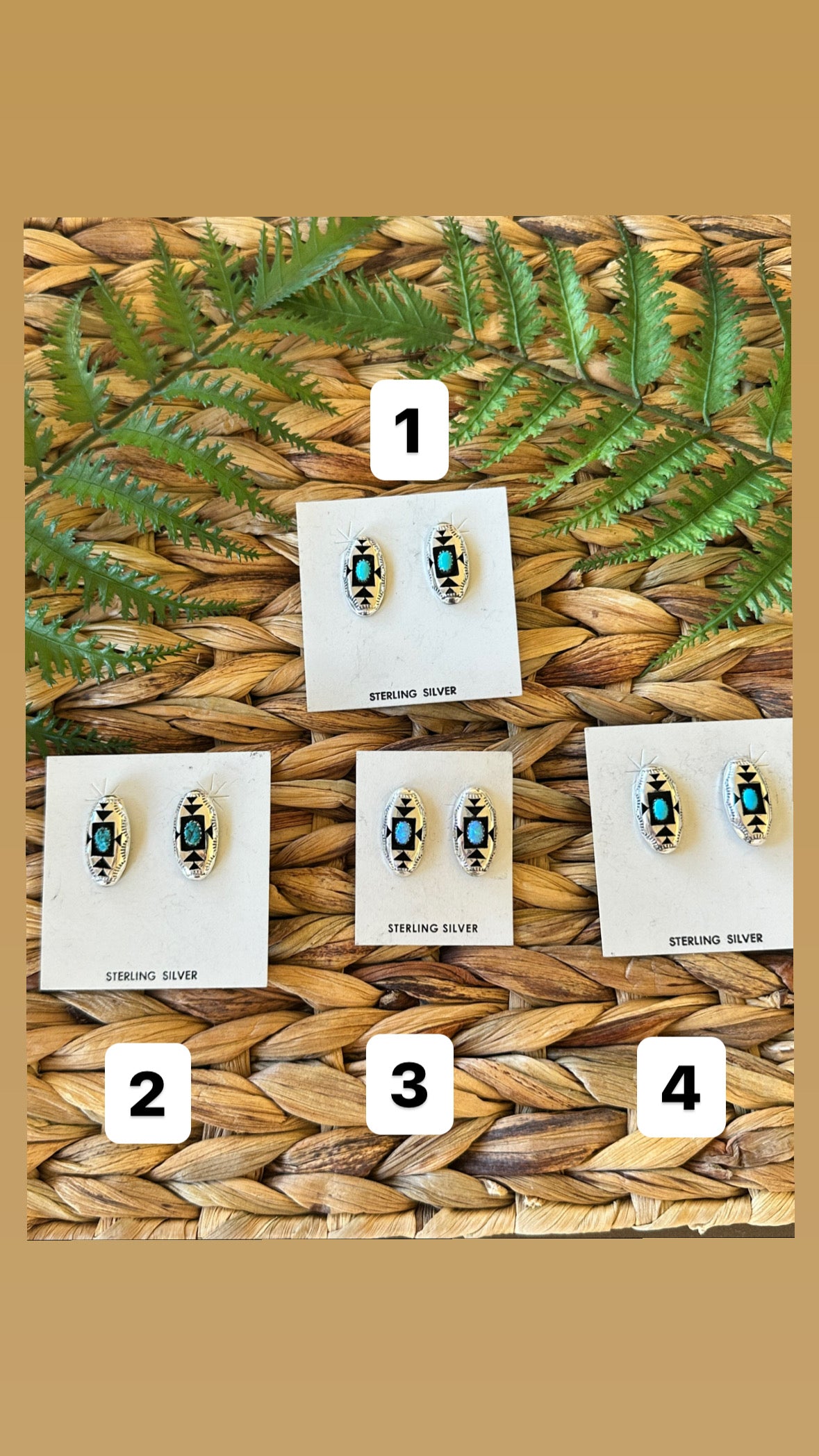 Navajo Made Sterling Silver Post Shadowbox Earrings